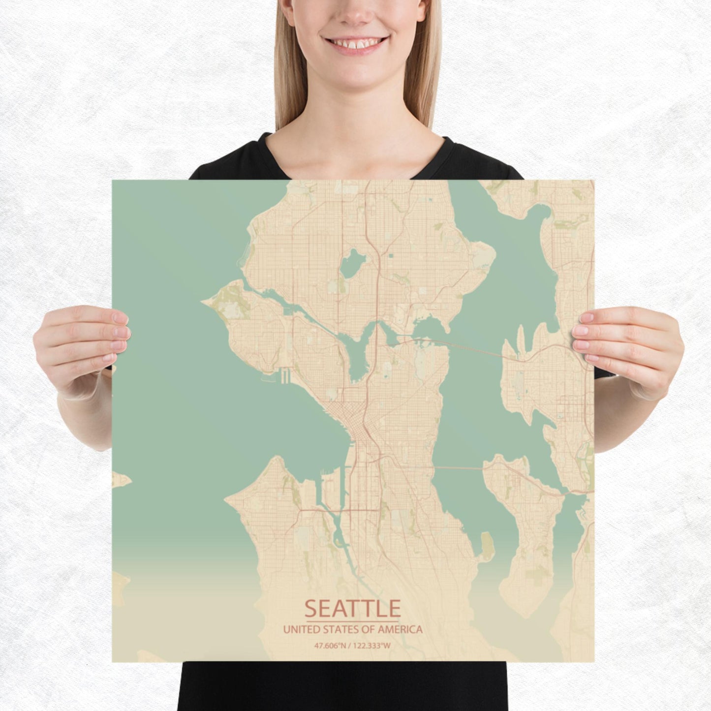 Seattle Vintage Style Paper Map