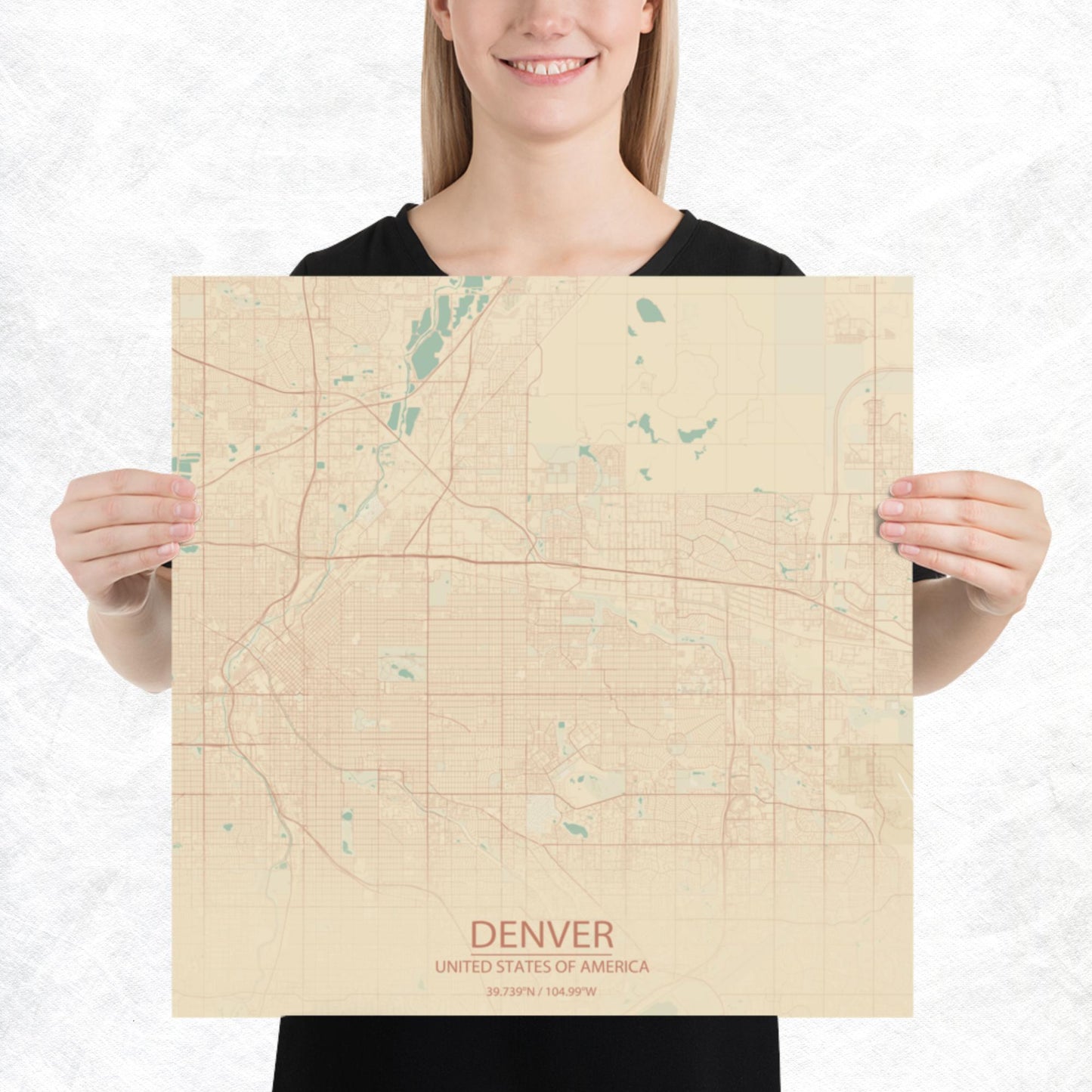Denver Vintage Style Paper Map
