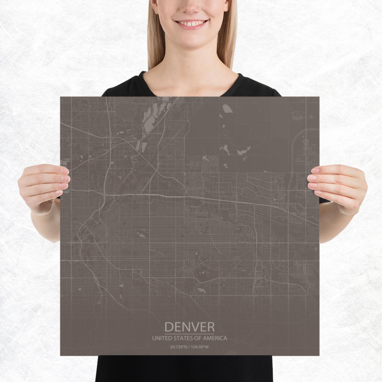 Denver Brown and Grey Paper Map