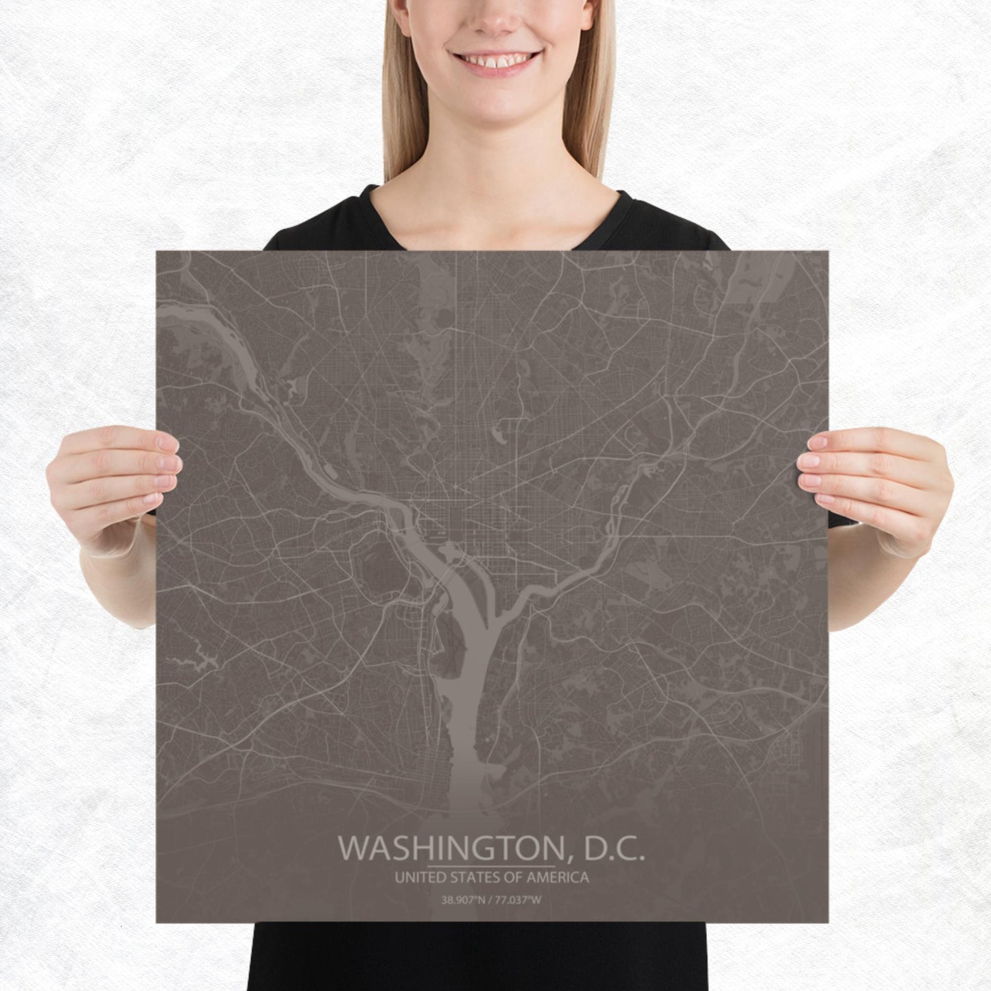 Washington, D.C. Brown and Grey Paper Map