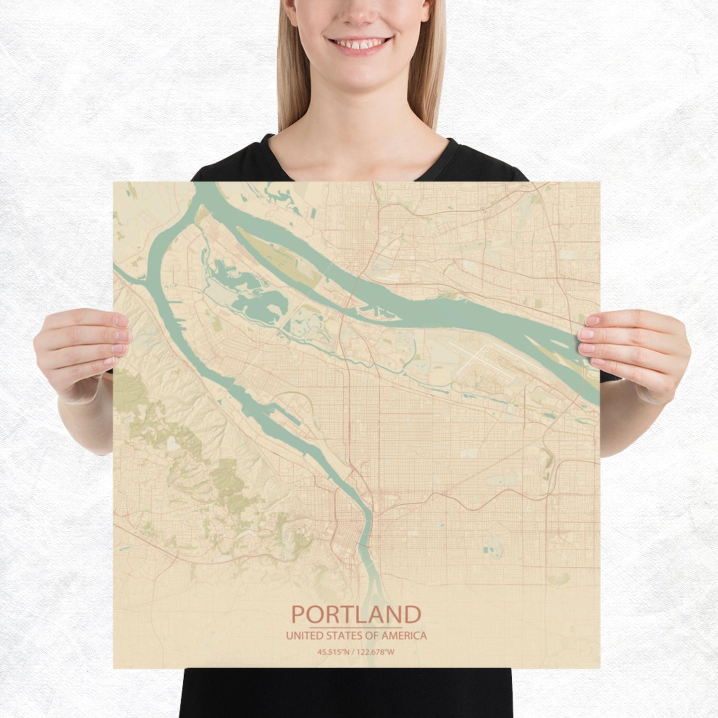 Portland Vintage Style Paper Map