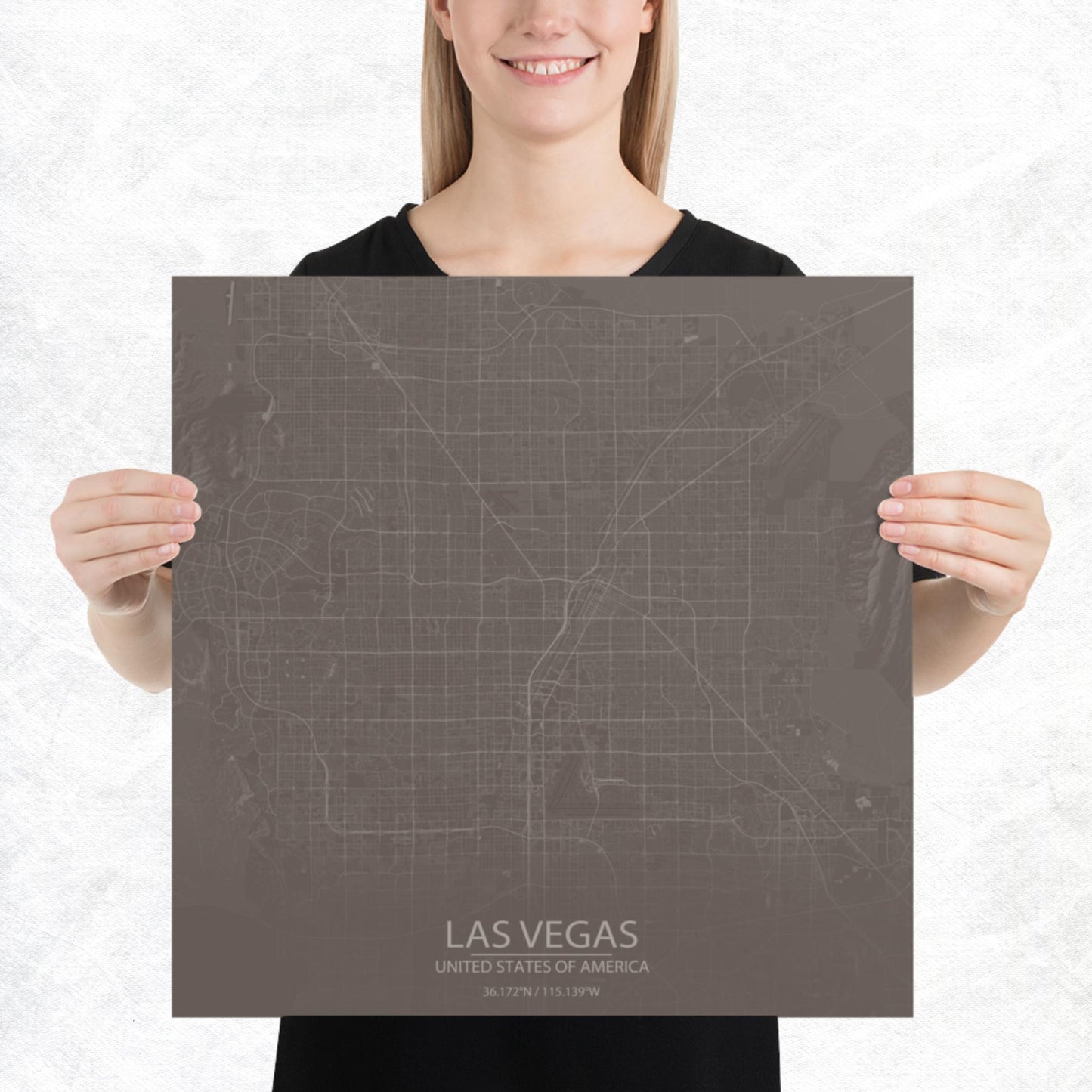 Las Vegas Brown and Grey Paper Map