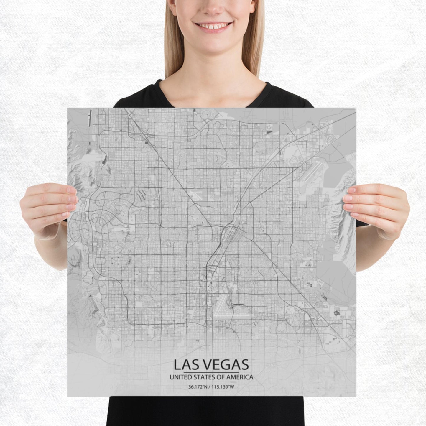 Las Vegas Light Grey Paper Map