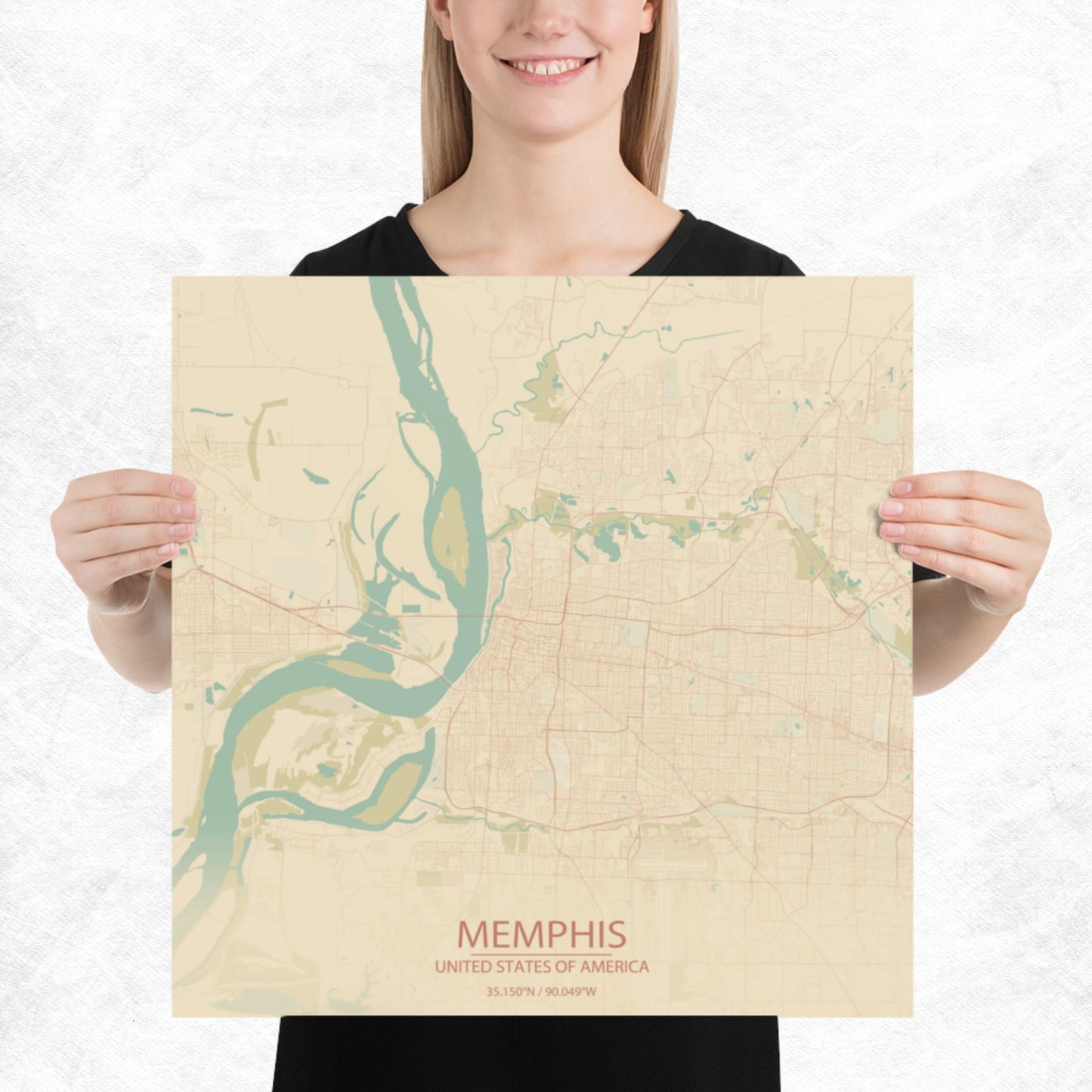 Memphis Vintage Style Paper Map