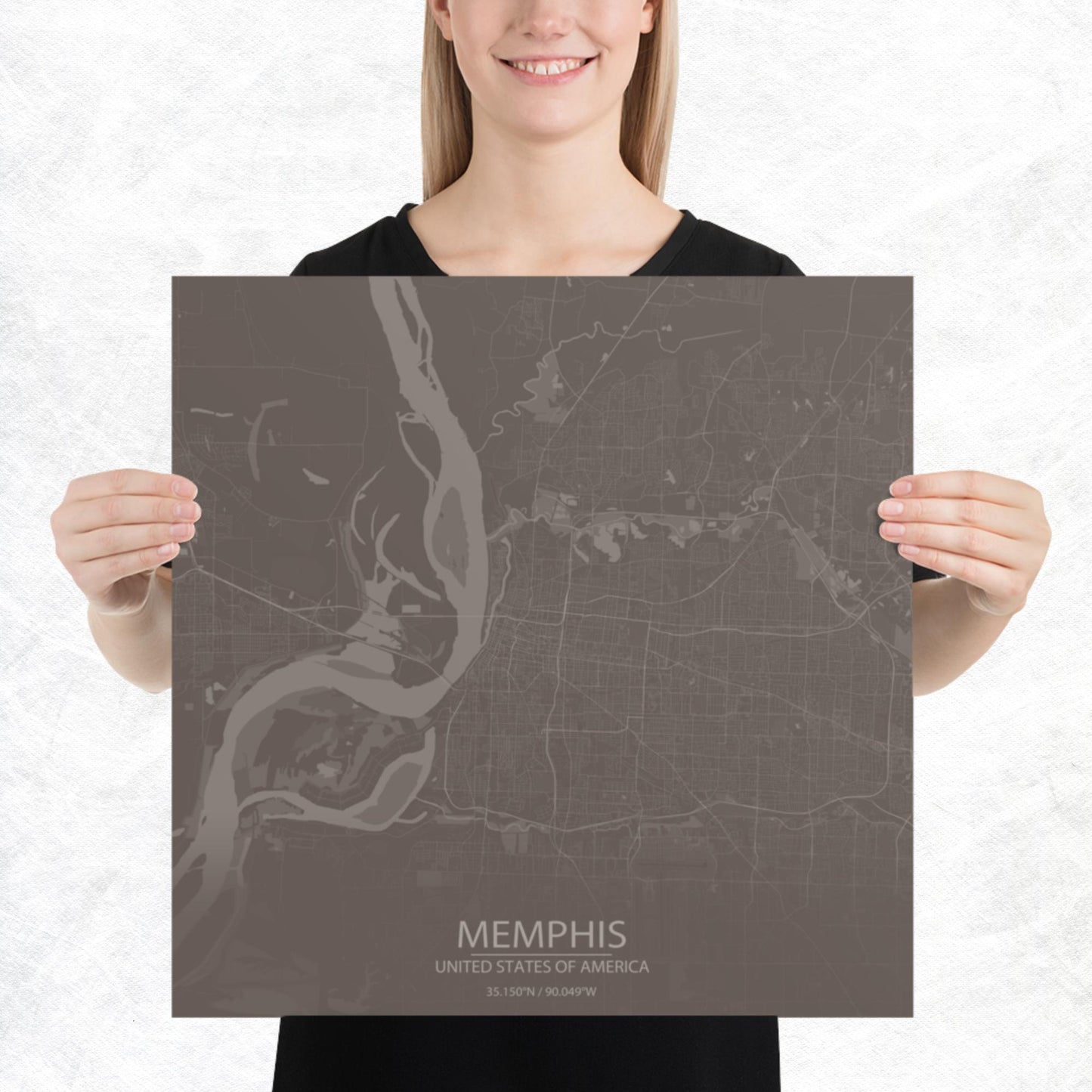 Memphis Brown and Grey Paper Map