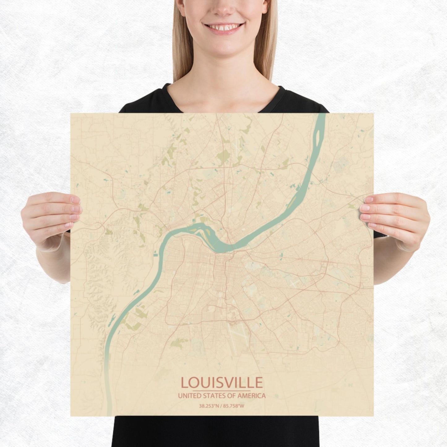 Louisville Vintage Style Paper Map
