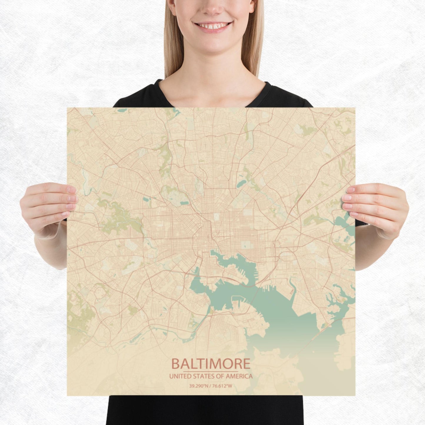 Baltimore Vintage Style Paper Map