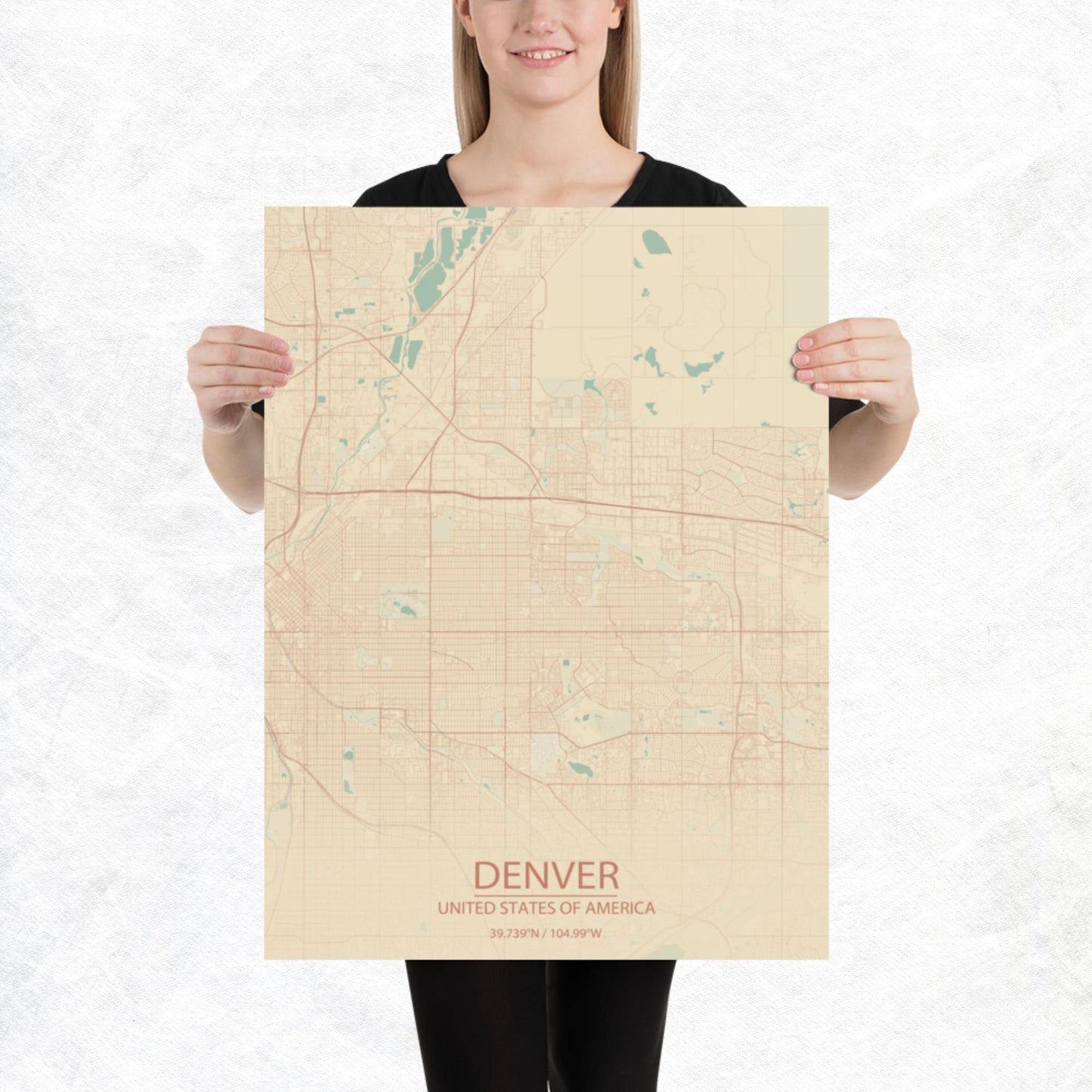 Denver Vintage Style Paper Map