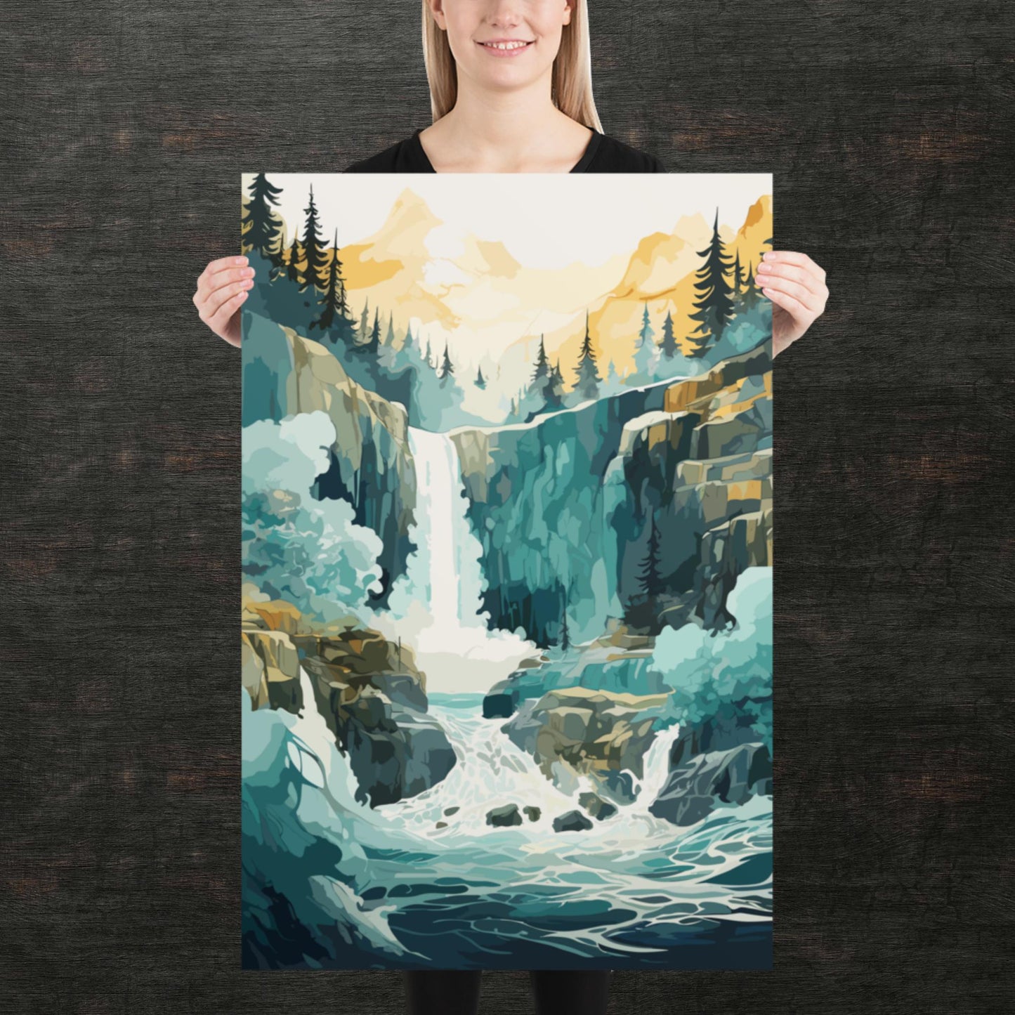 Roaring Forest Waterfall Paper Poster