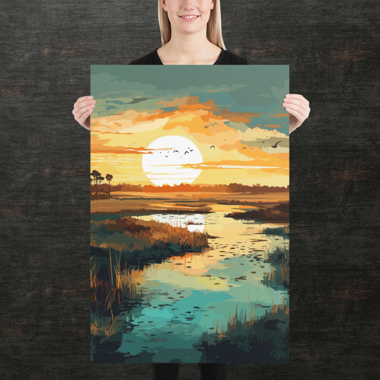 Marshland Sunset Paper Poster