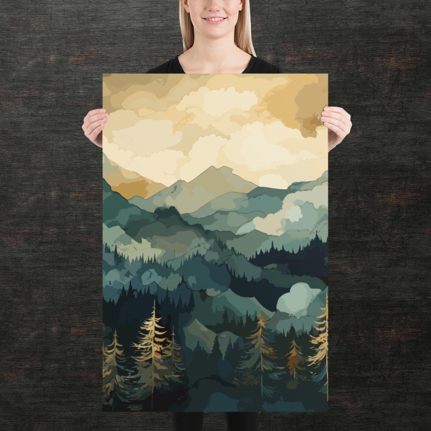 Mountainous Forest Paper Poster