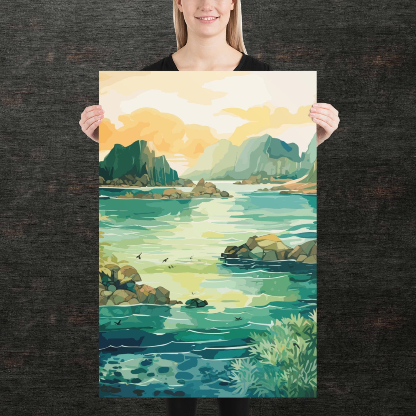 Tropical Island Rocks Paper Poster