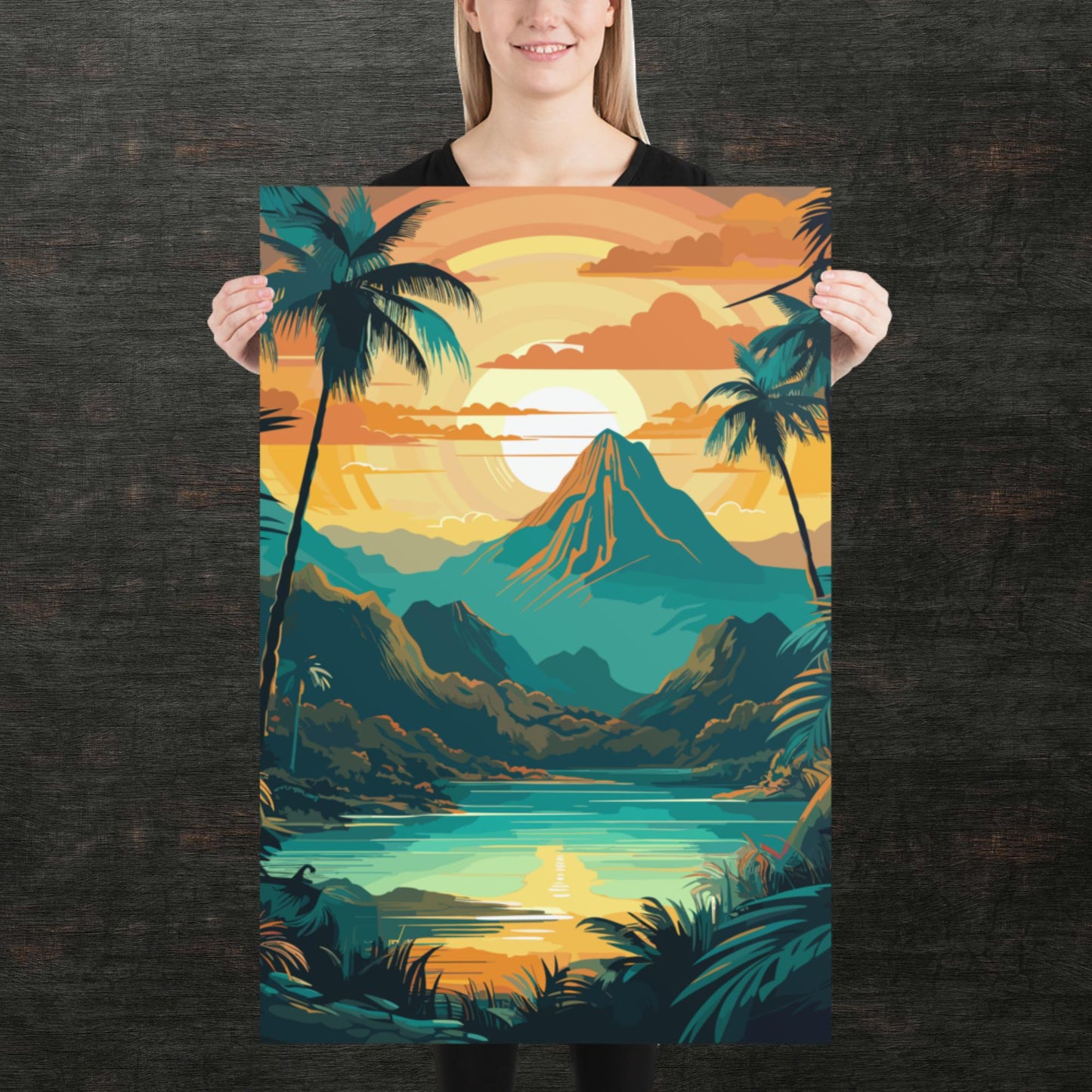 Rainforest Mountain Sunset Paper Poster