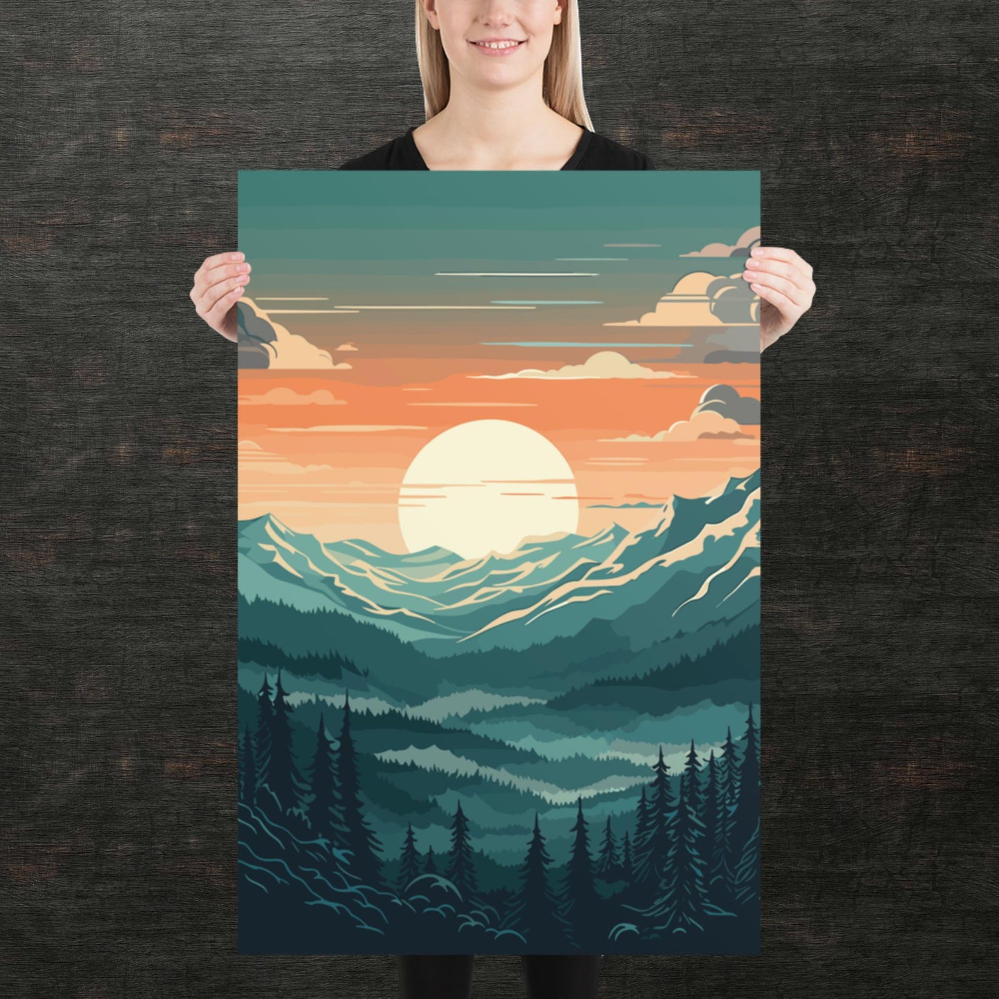 Forest Mountain Landscape Paper Poster