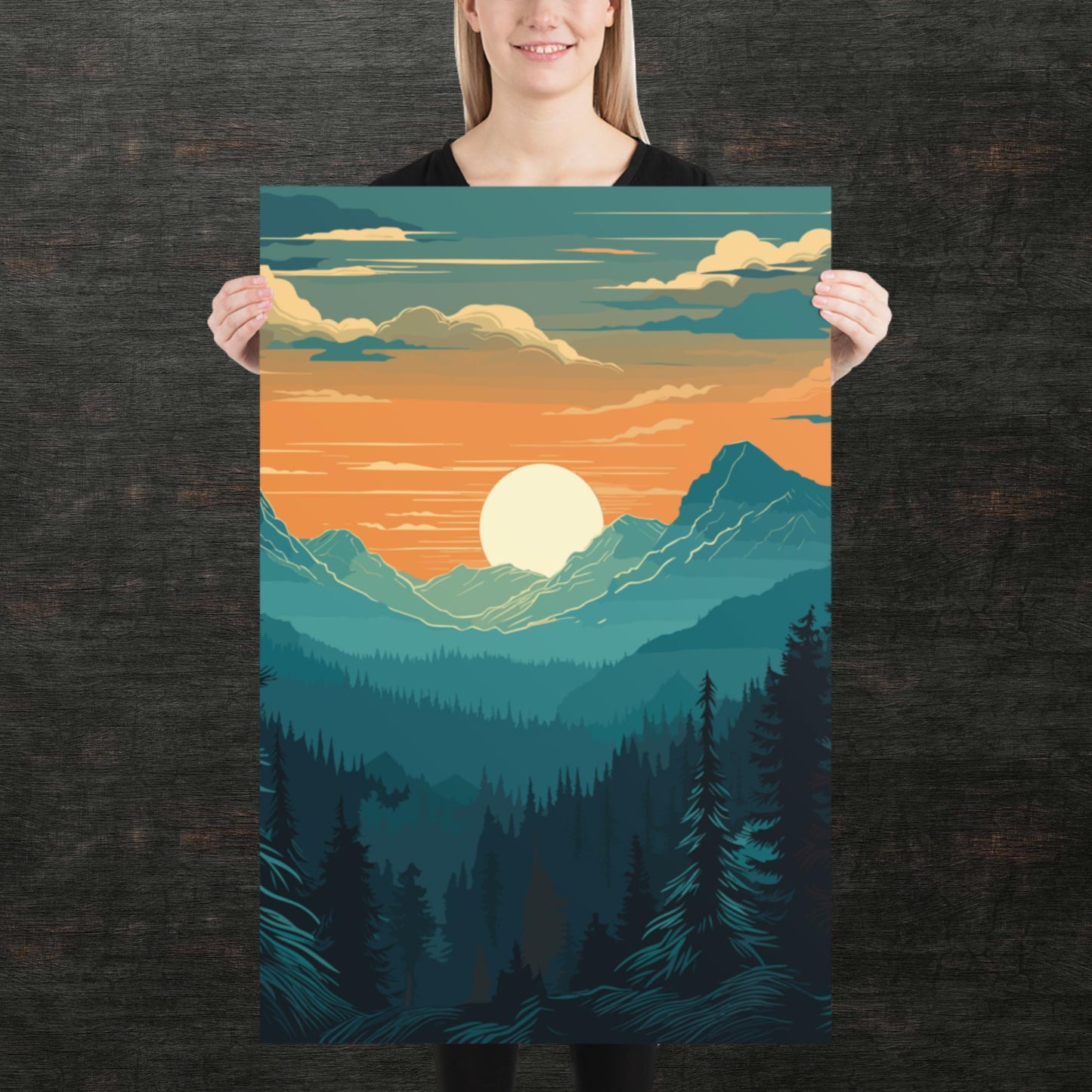 Forest Skyline Sunset Paper Poster
