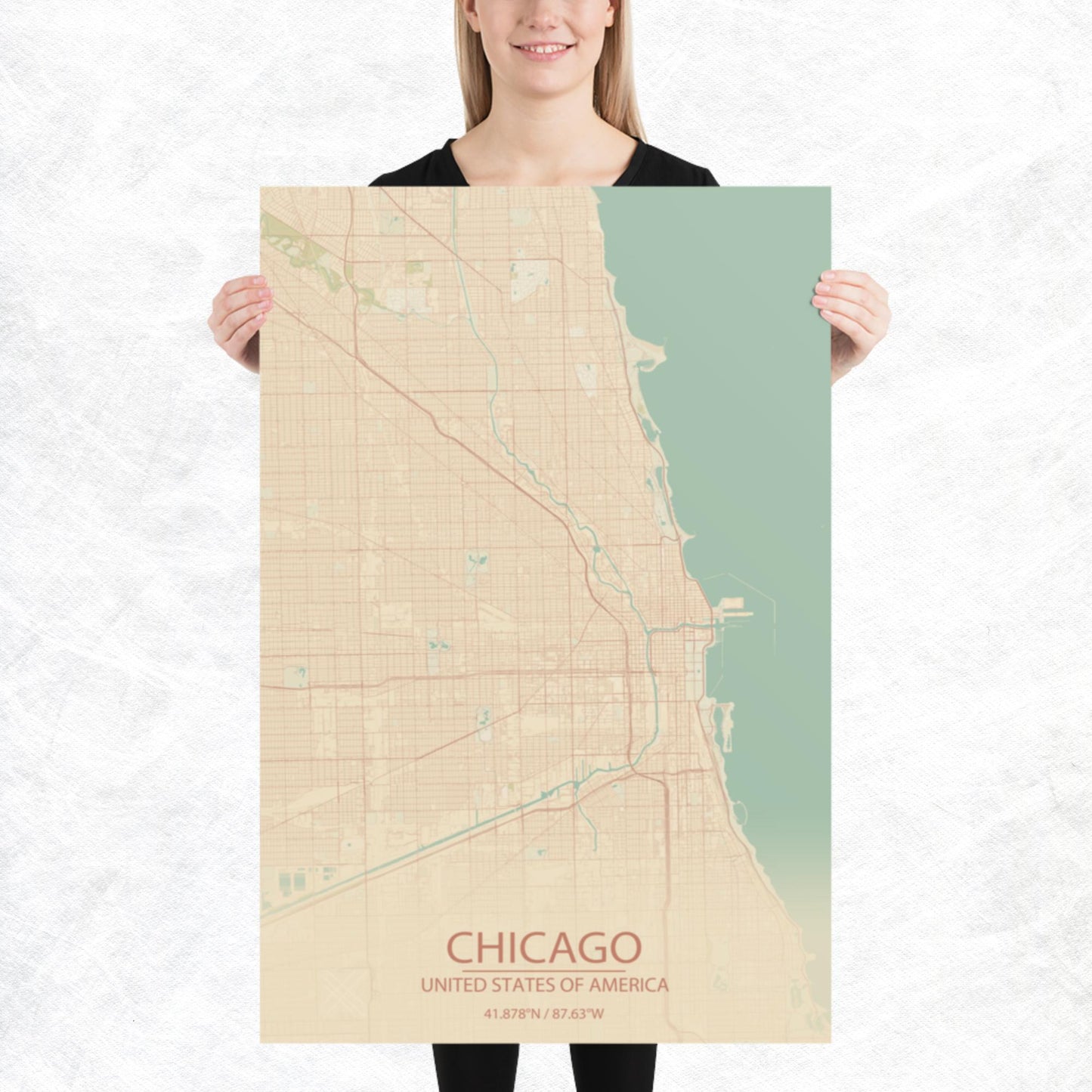Chicago Vintage Style Paper Map