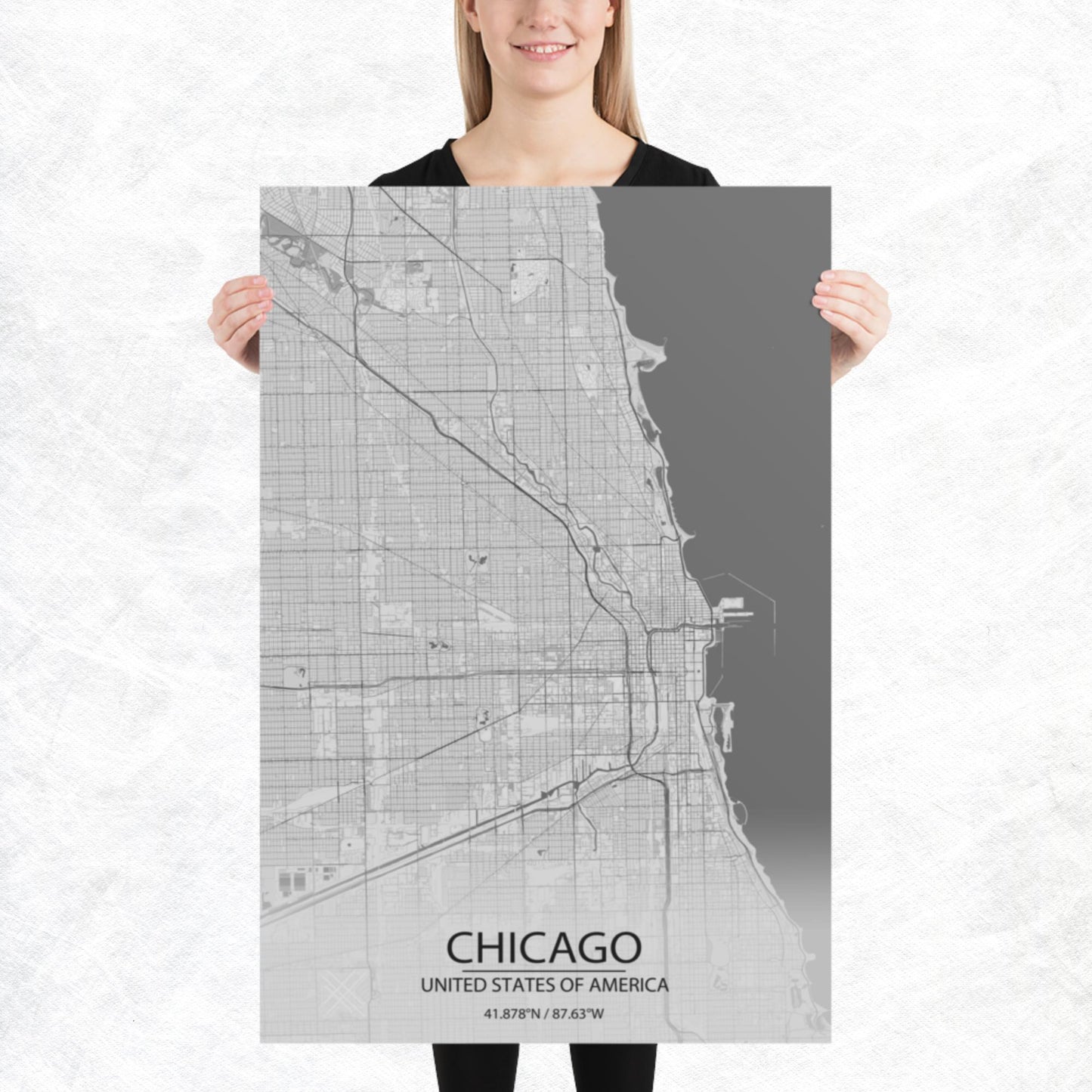 Chicago Light Grey Paper Map