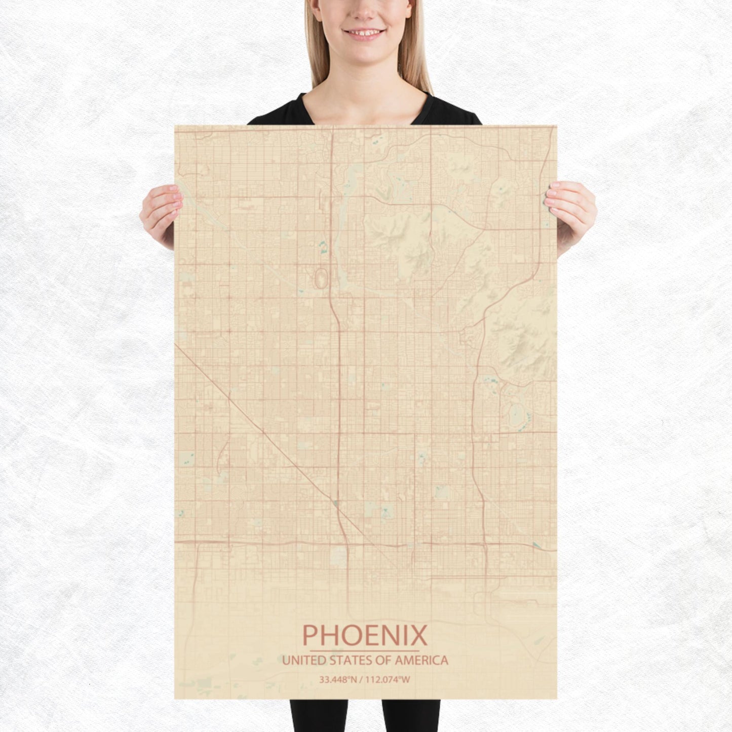 Phoenix Vintage Style Paper Map