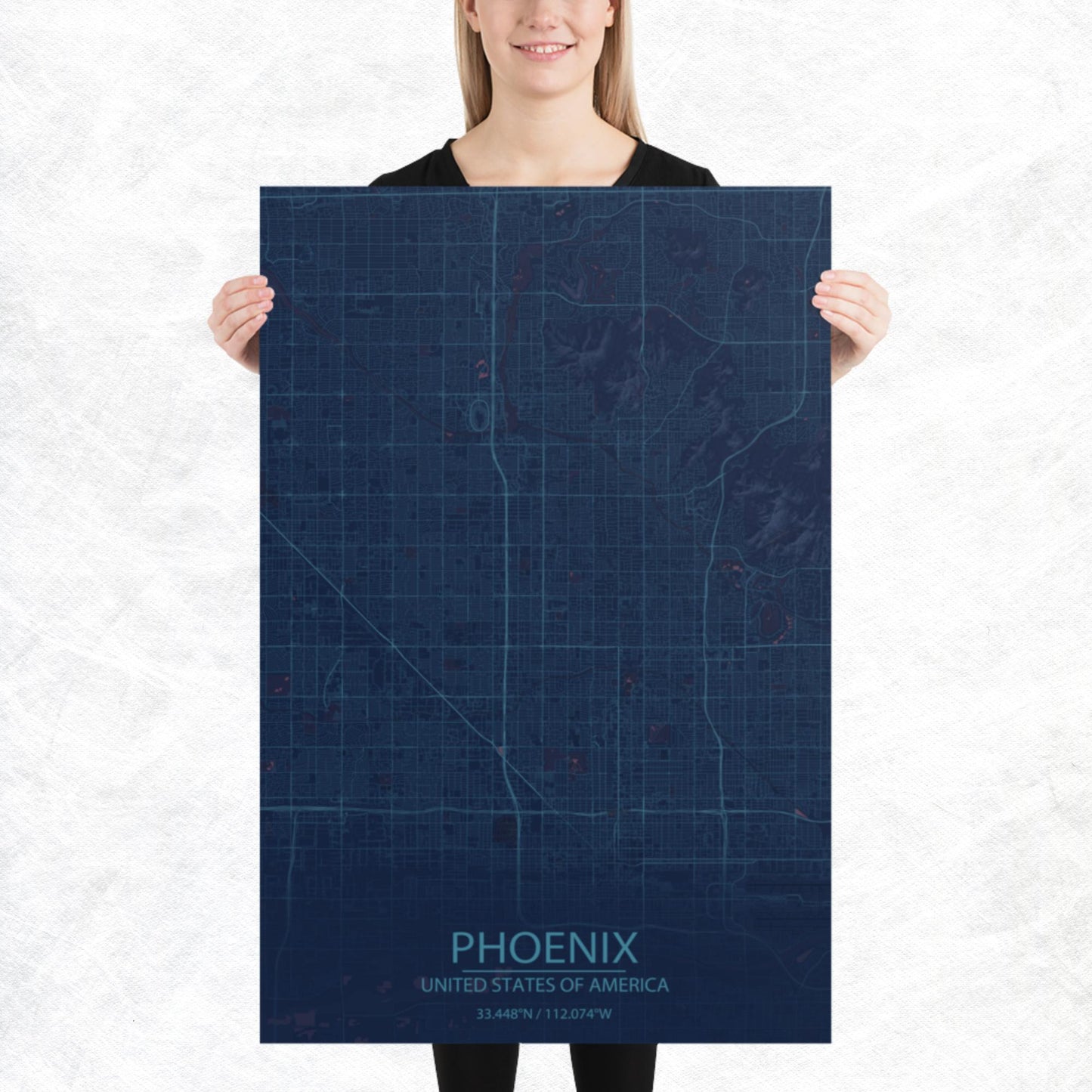 Phoenix Blue and Purple Paper Map