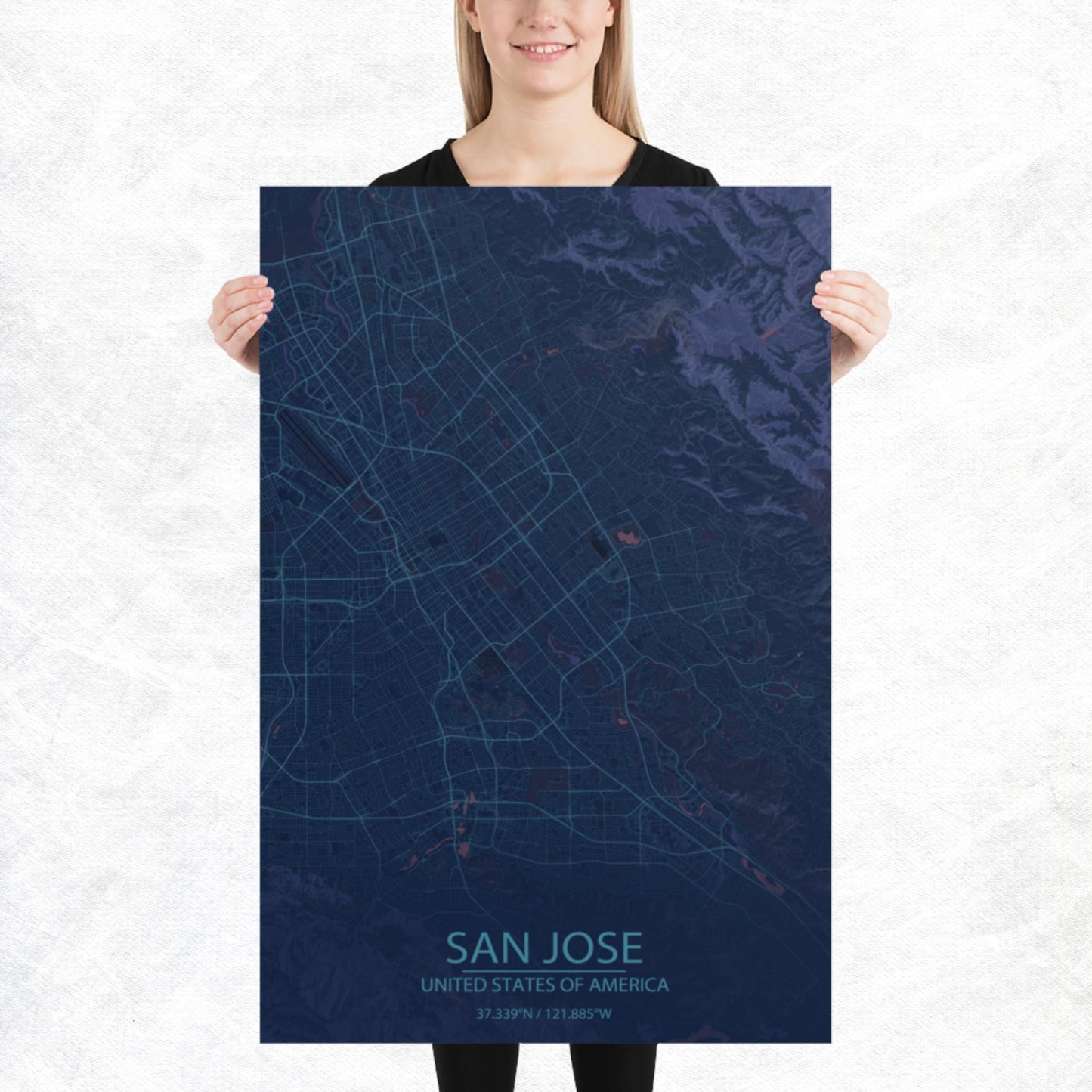 San Jose Blue and Purple Paper Map