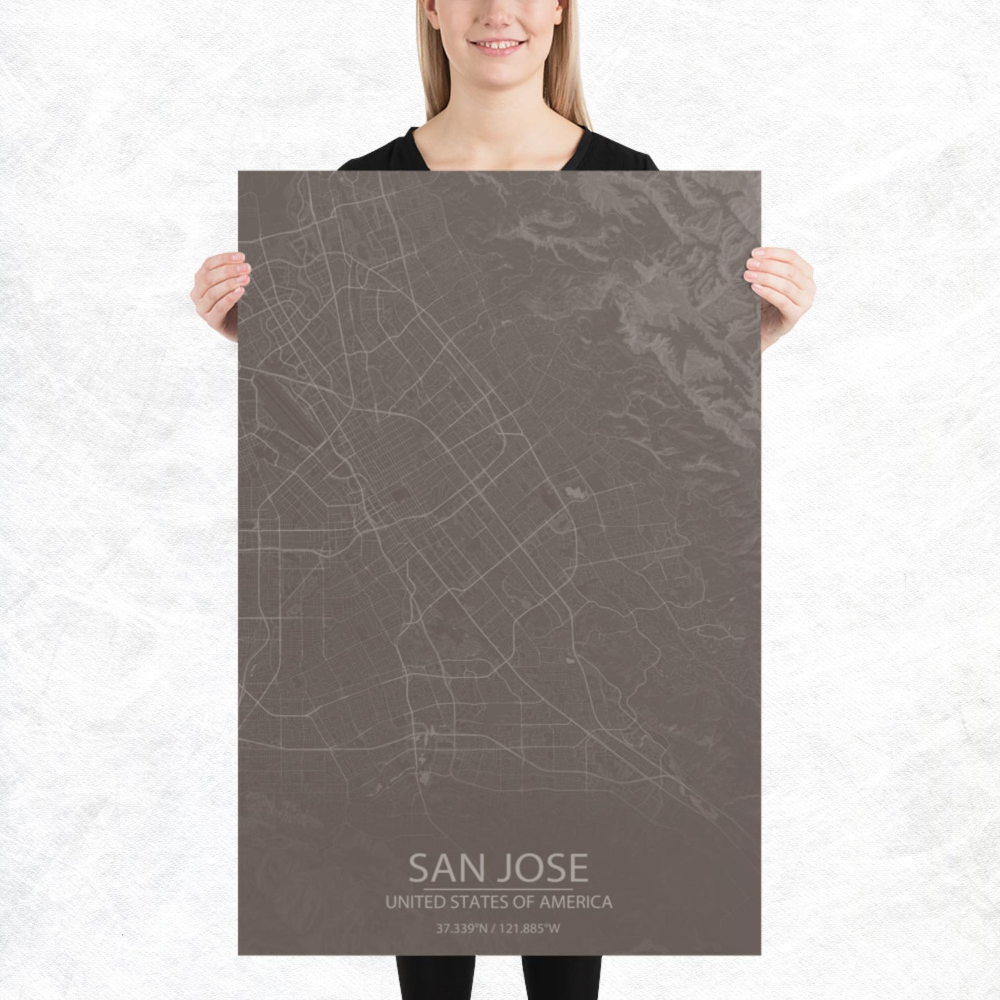 San Jose Brown and Grey Paper Map