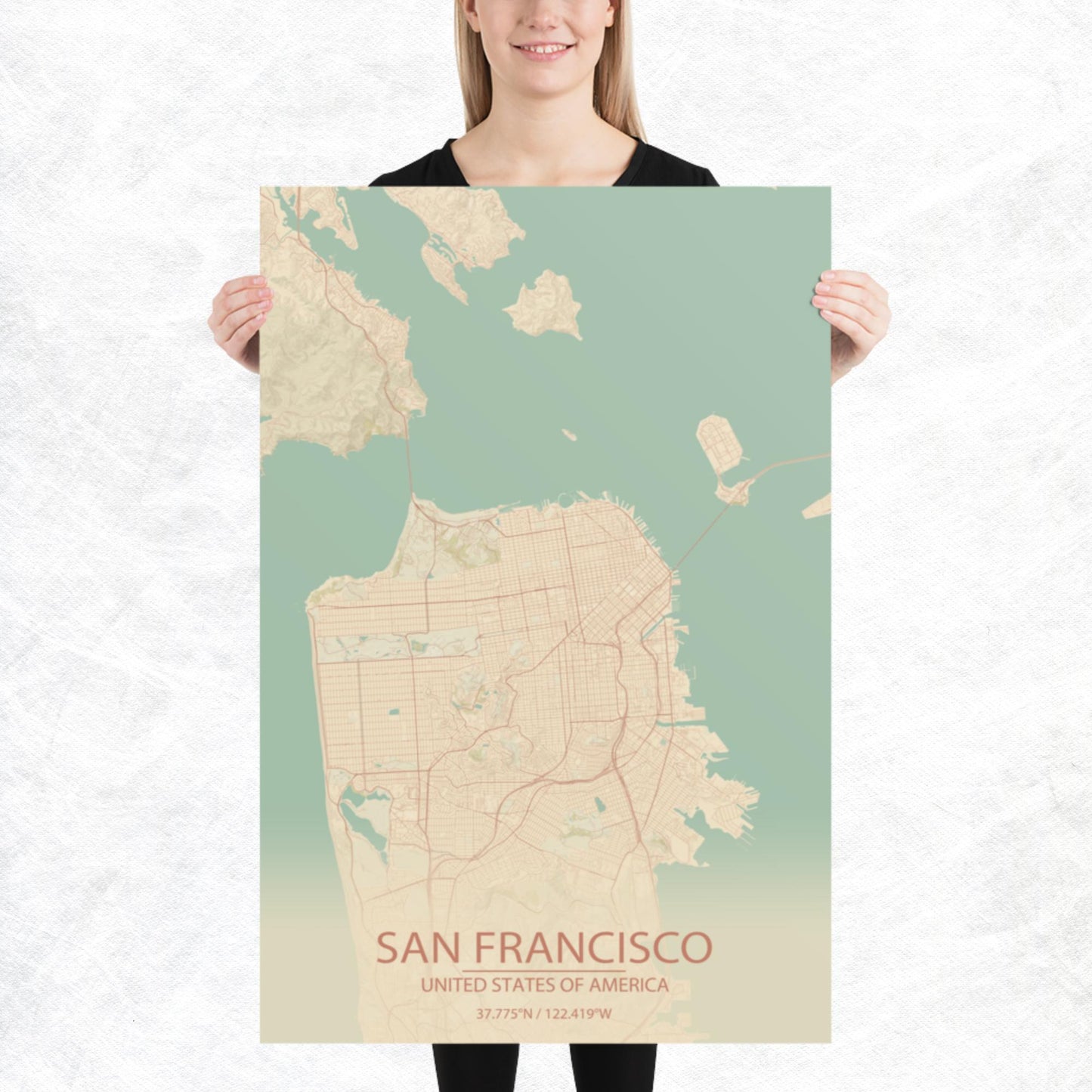 San Francisco Vintage Style Paper Map