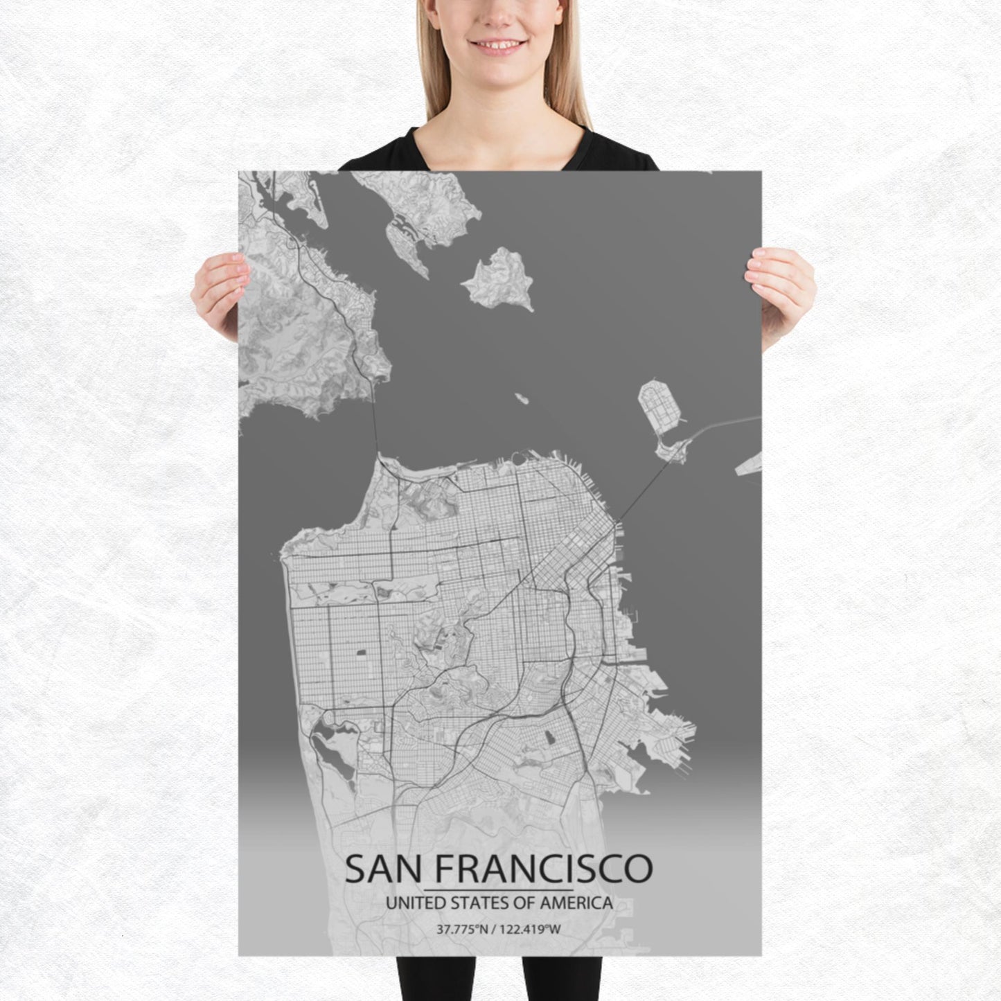 San Francisco Light Grey Paper Map