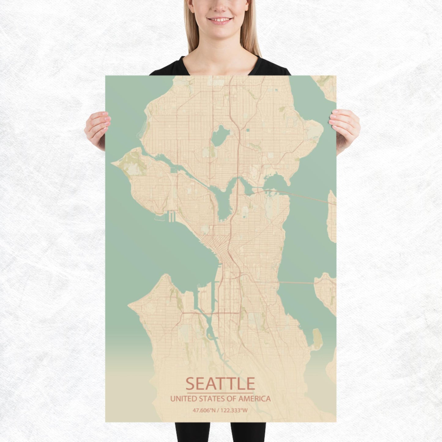Seattle Vintage Style Paper Map