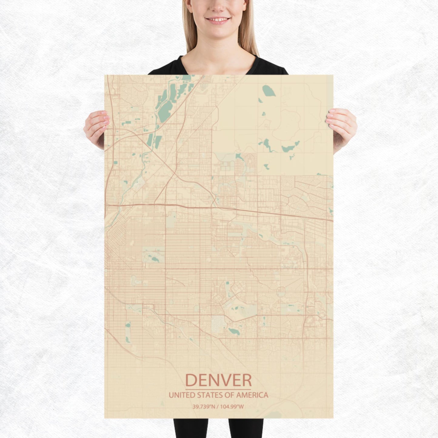 Denver Vintage Style Paper Map
