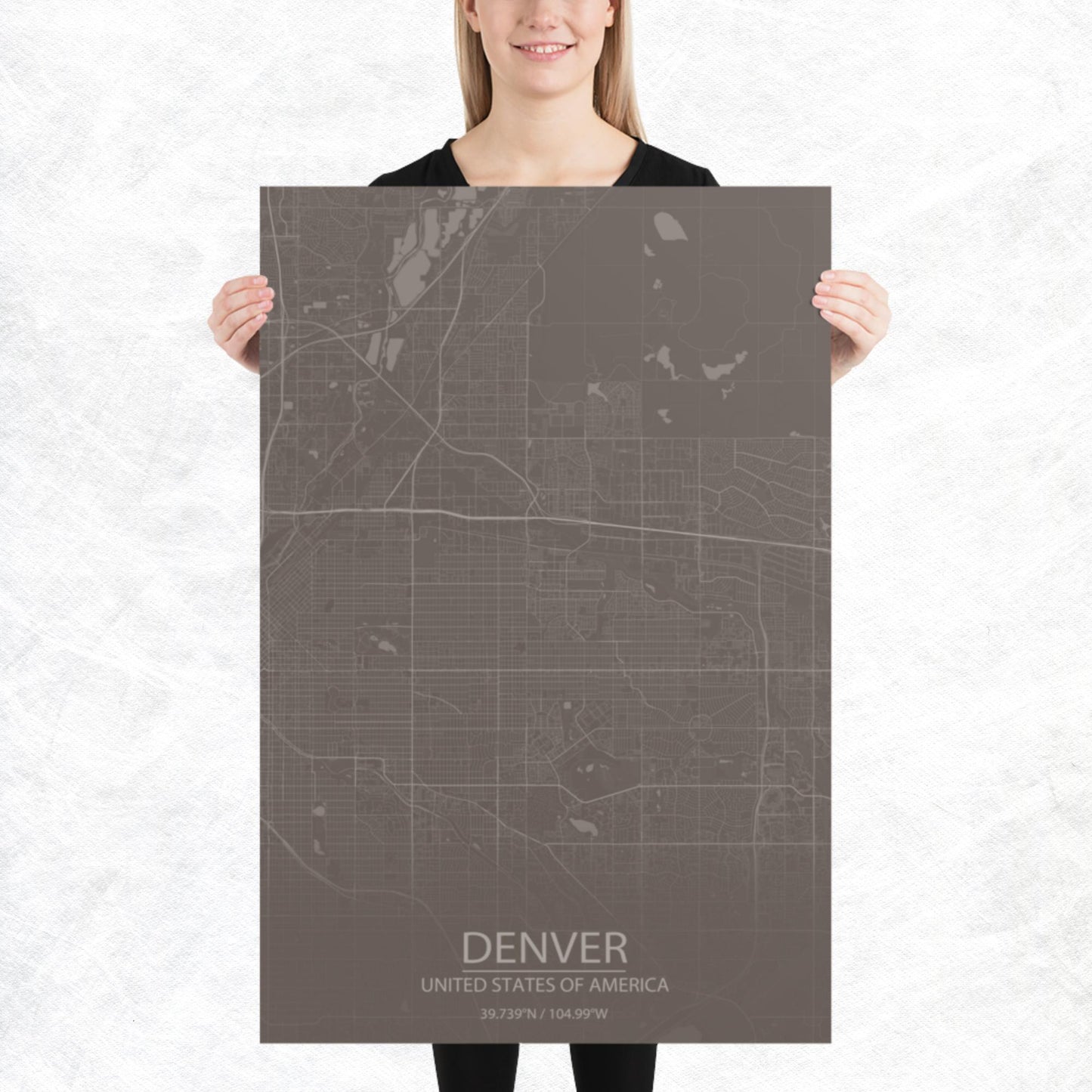 Denver Brown and Grey Paper Map
