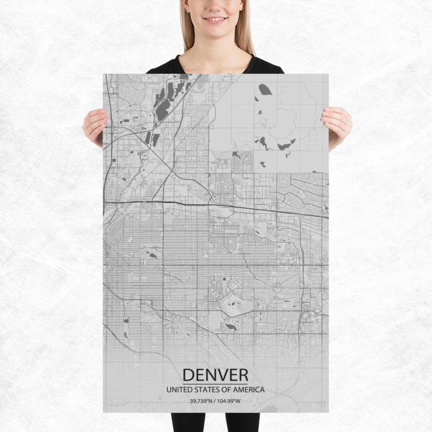 Denver Light Grey Paper Map