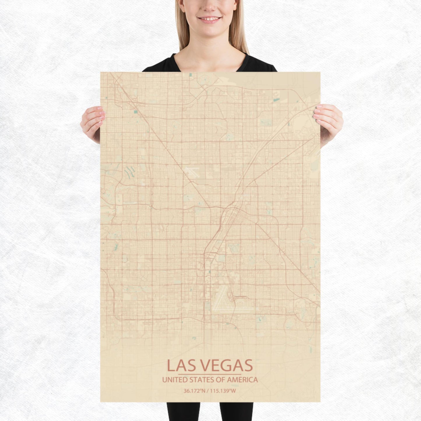 Las Vegas Vintage Style Paper Map