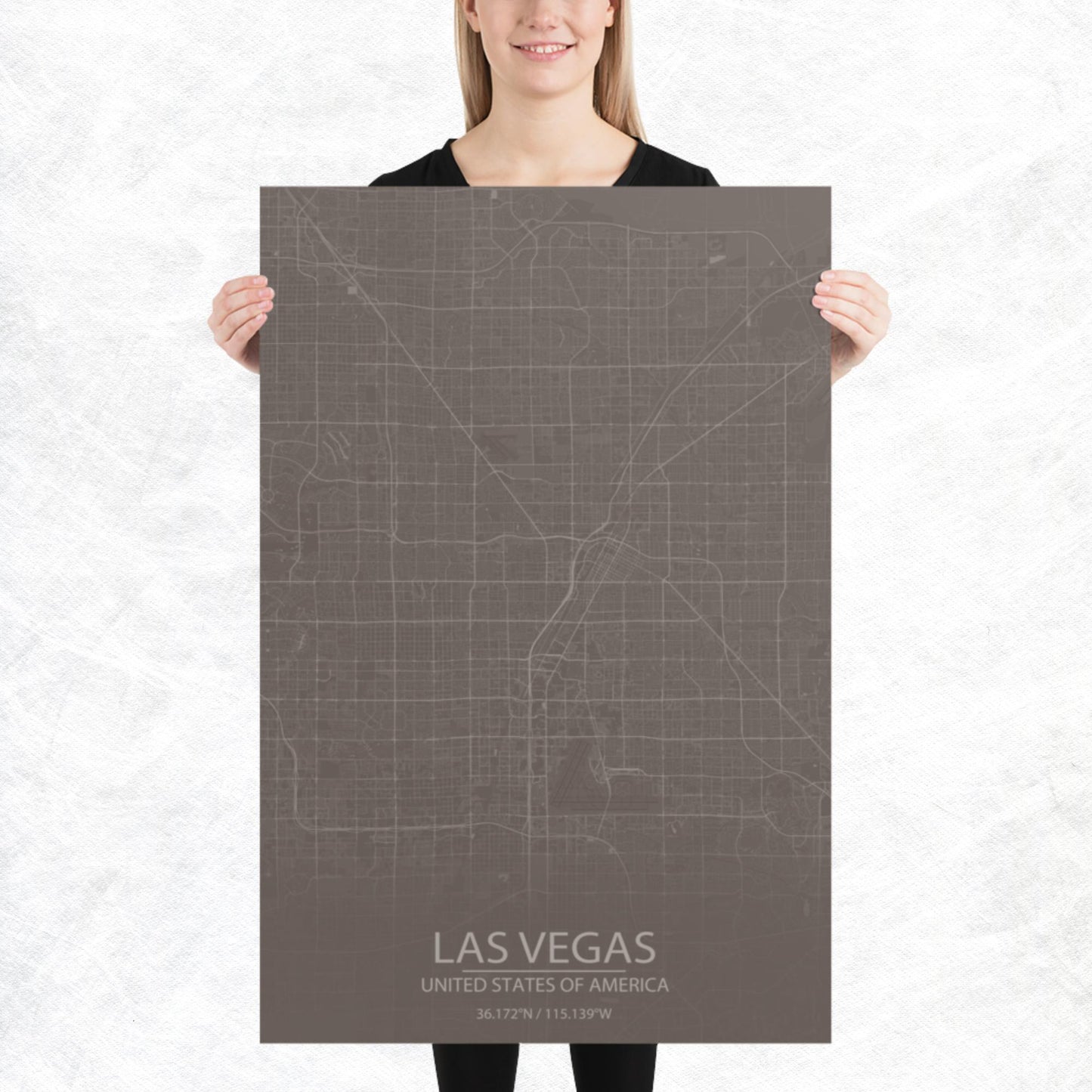 Las Vegas Brown and Grey Paper Map