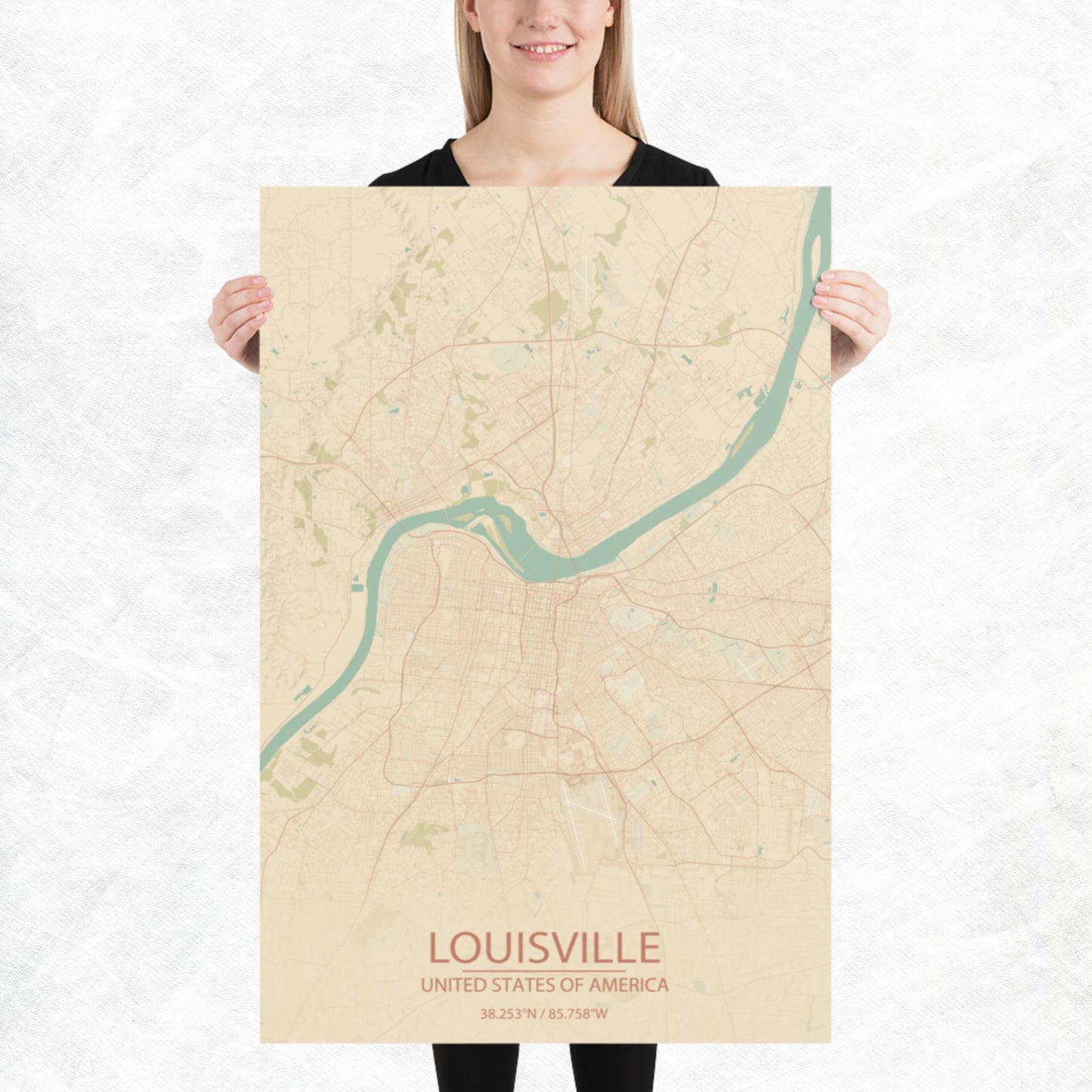 Louisville Vintage Style Paper Map