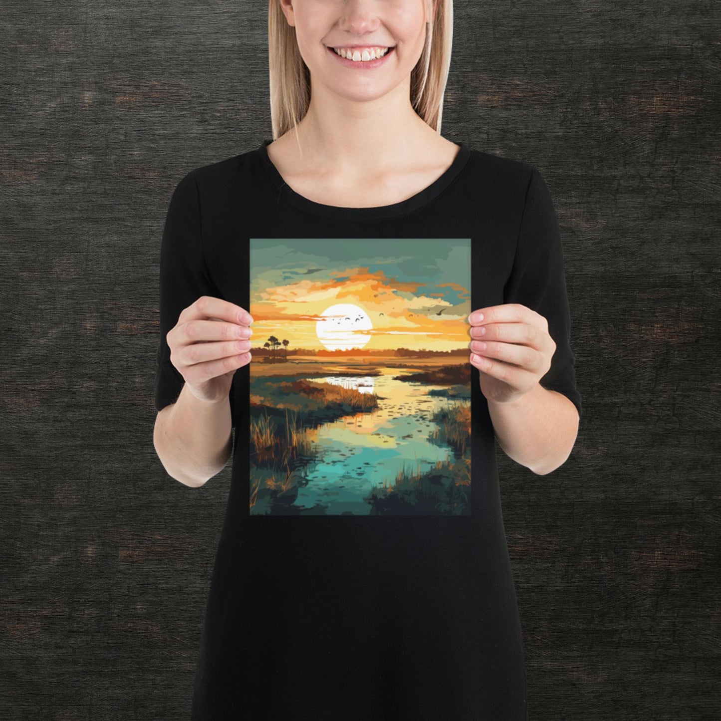 Marshland Sunset Paper Poster