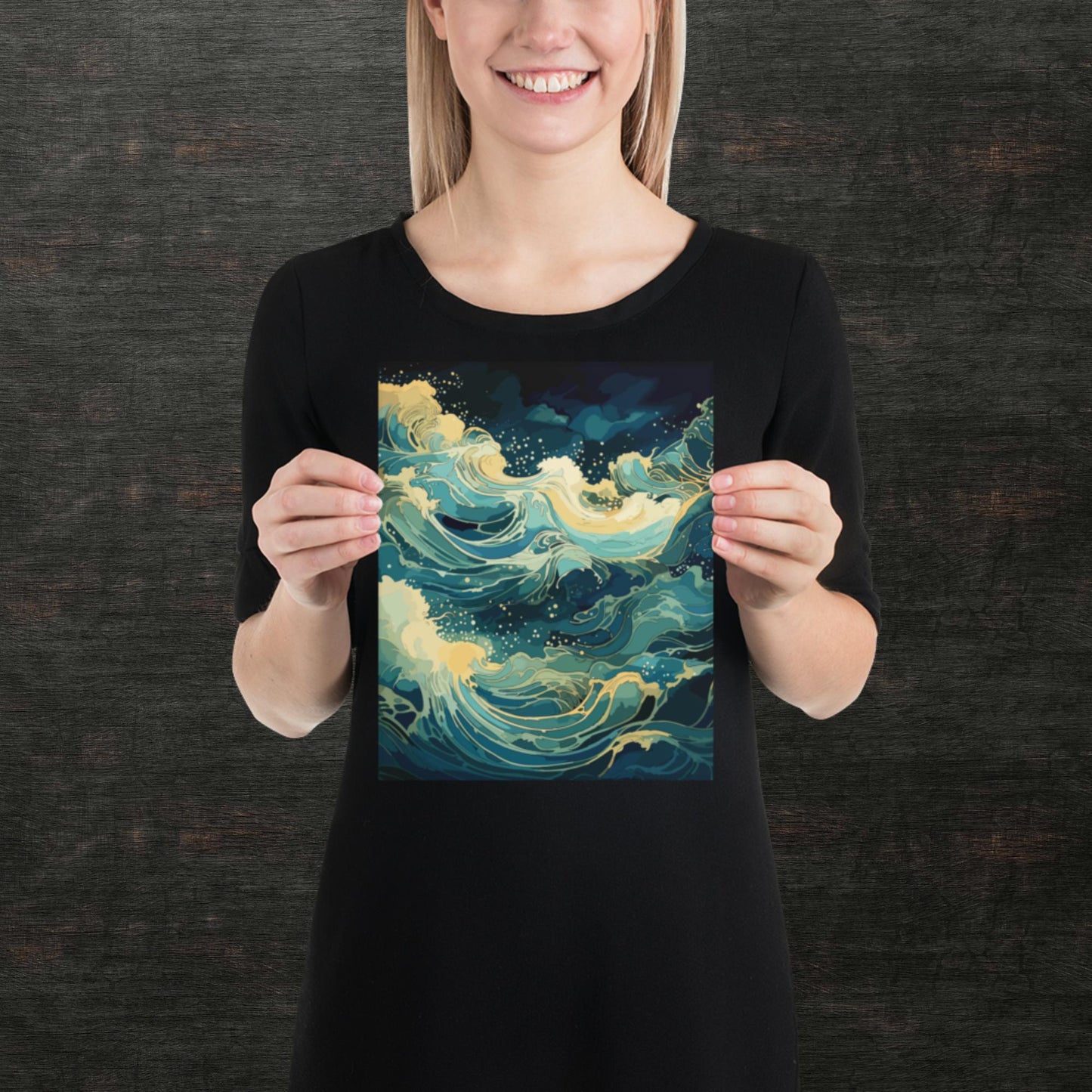 Nighttime Ocean Waves Paper Poster