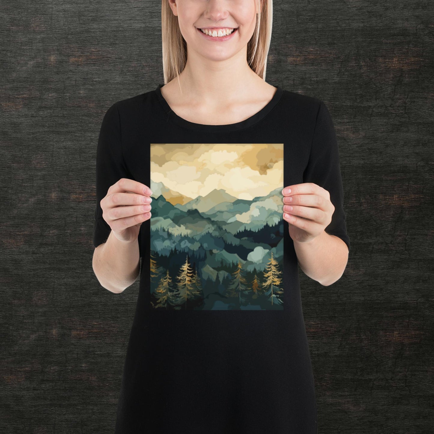 Mountainous Forest Paper Poster