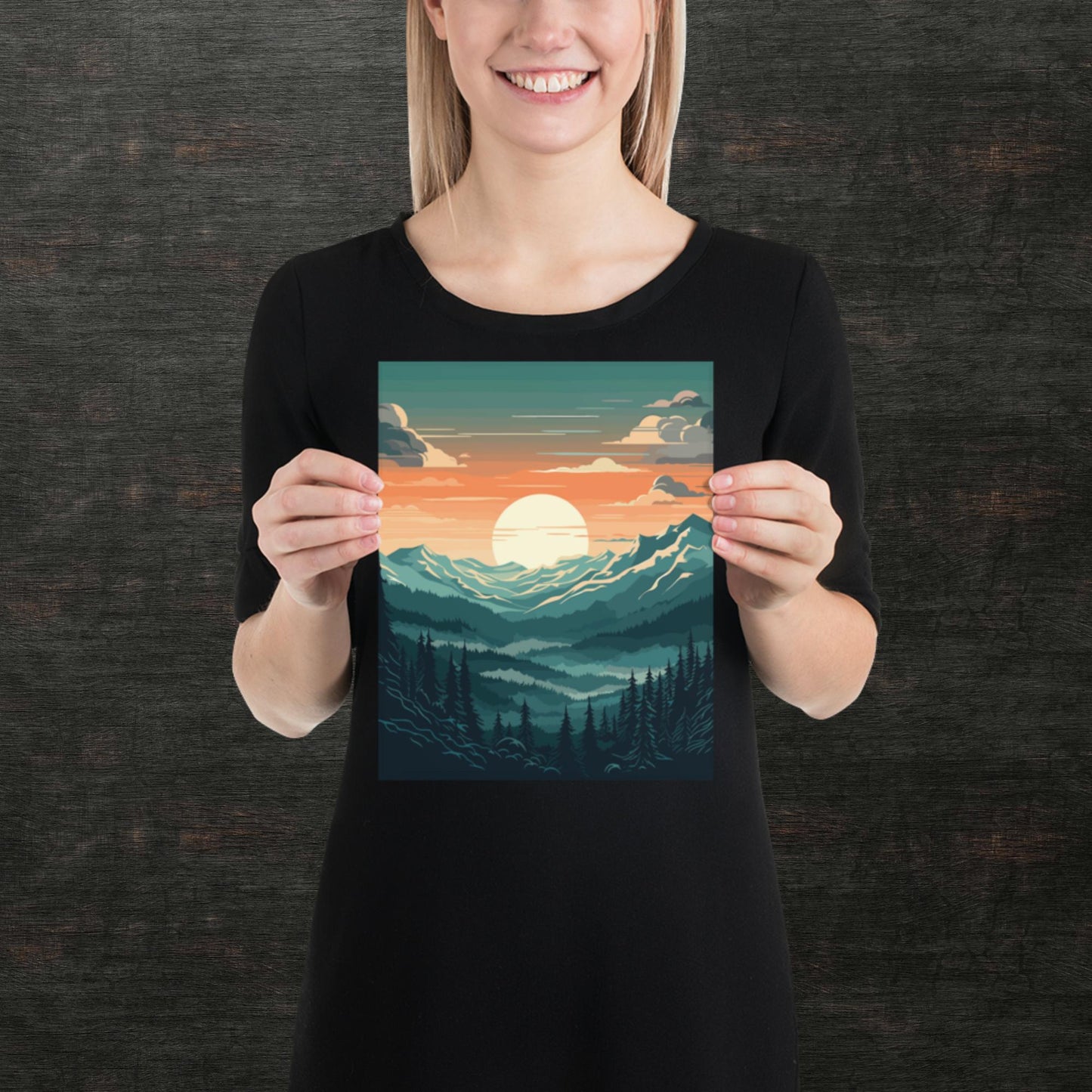 Forest Mountain Landscape Paper Poster