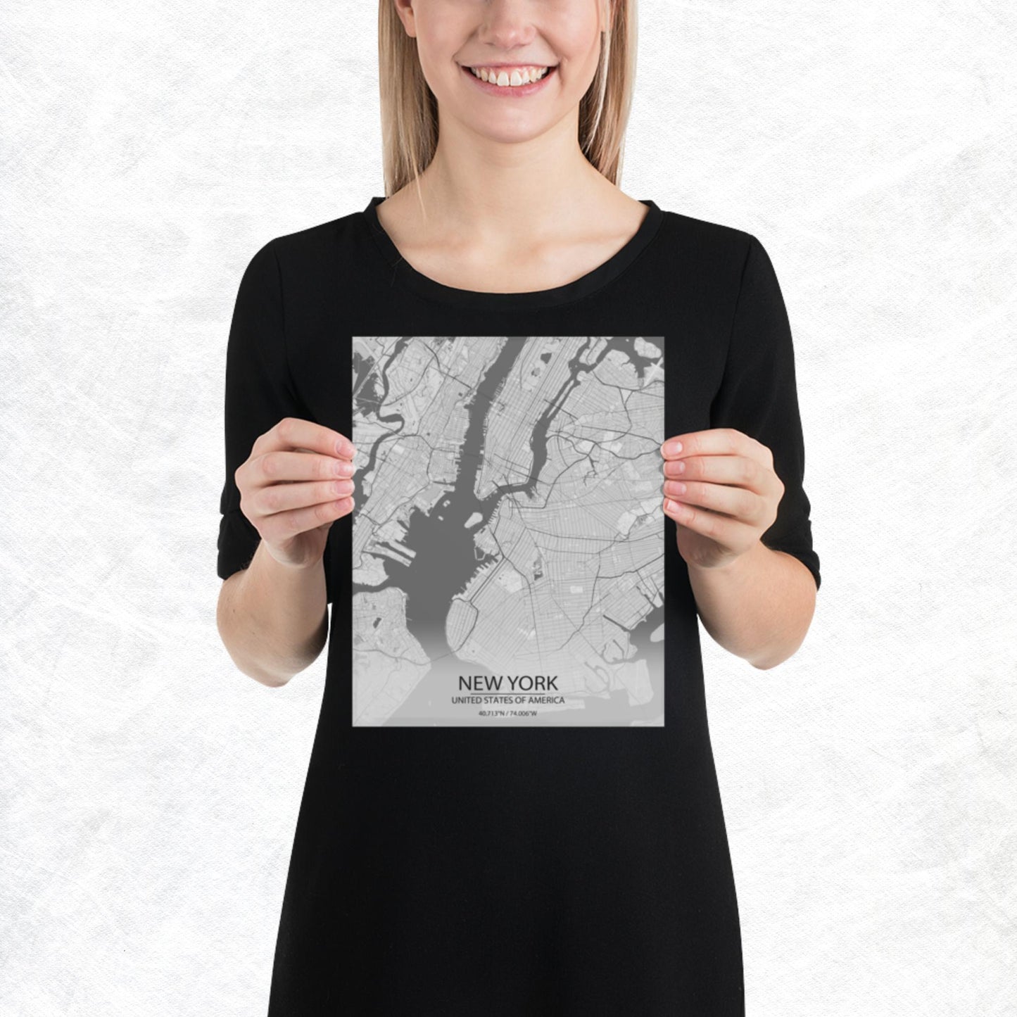New York Light Grey Paper Map