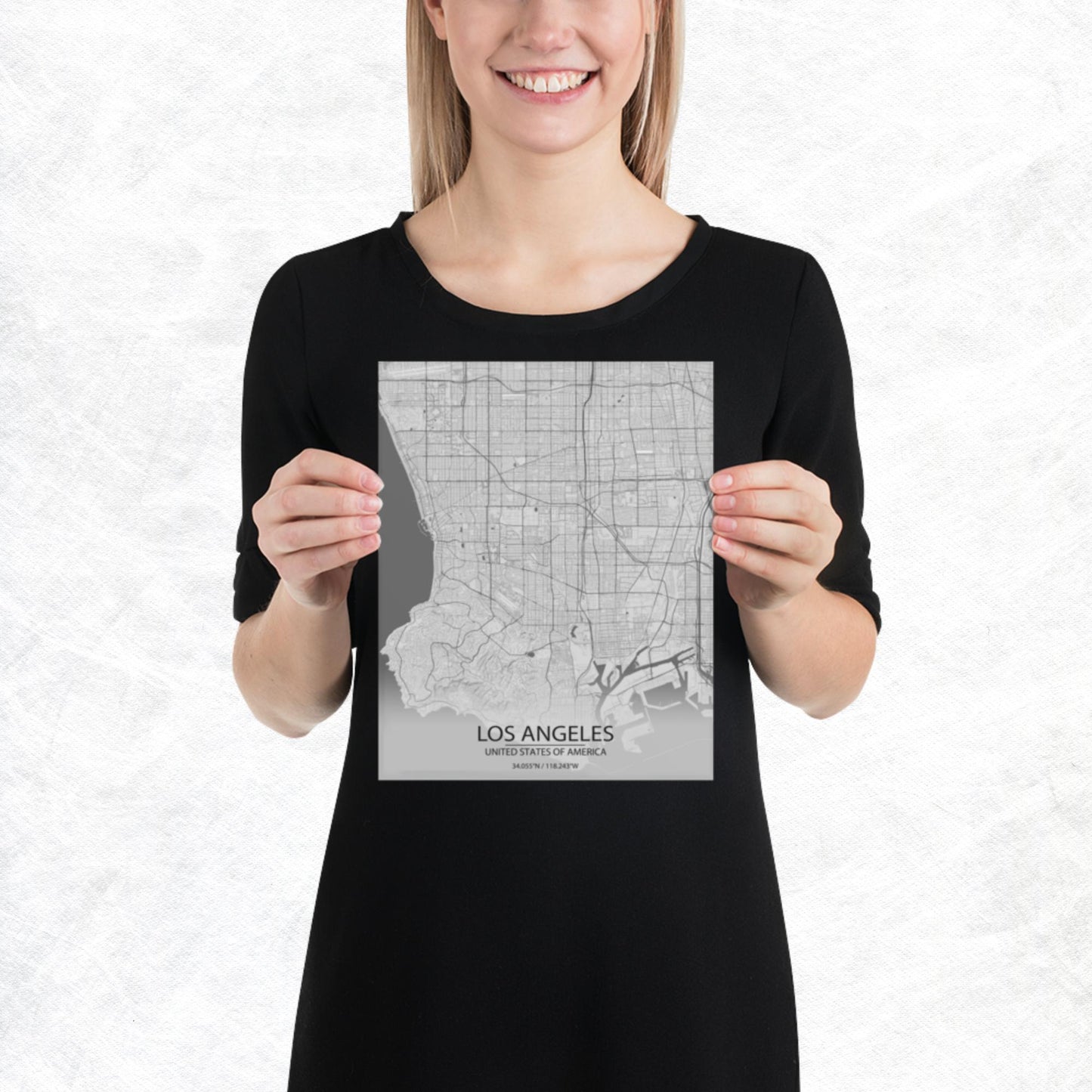 Los Angeles Light Grey Paper Map