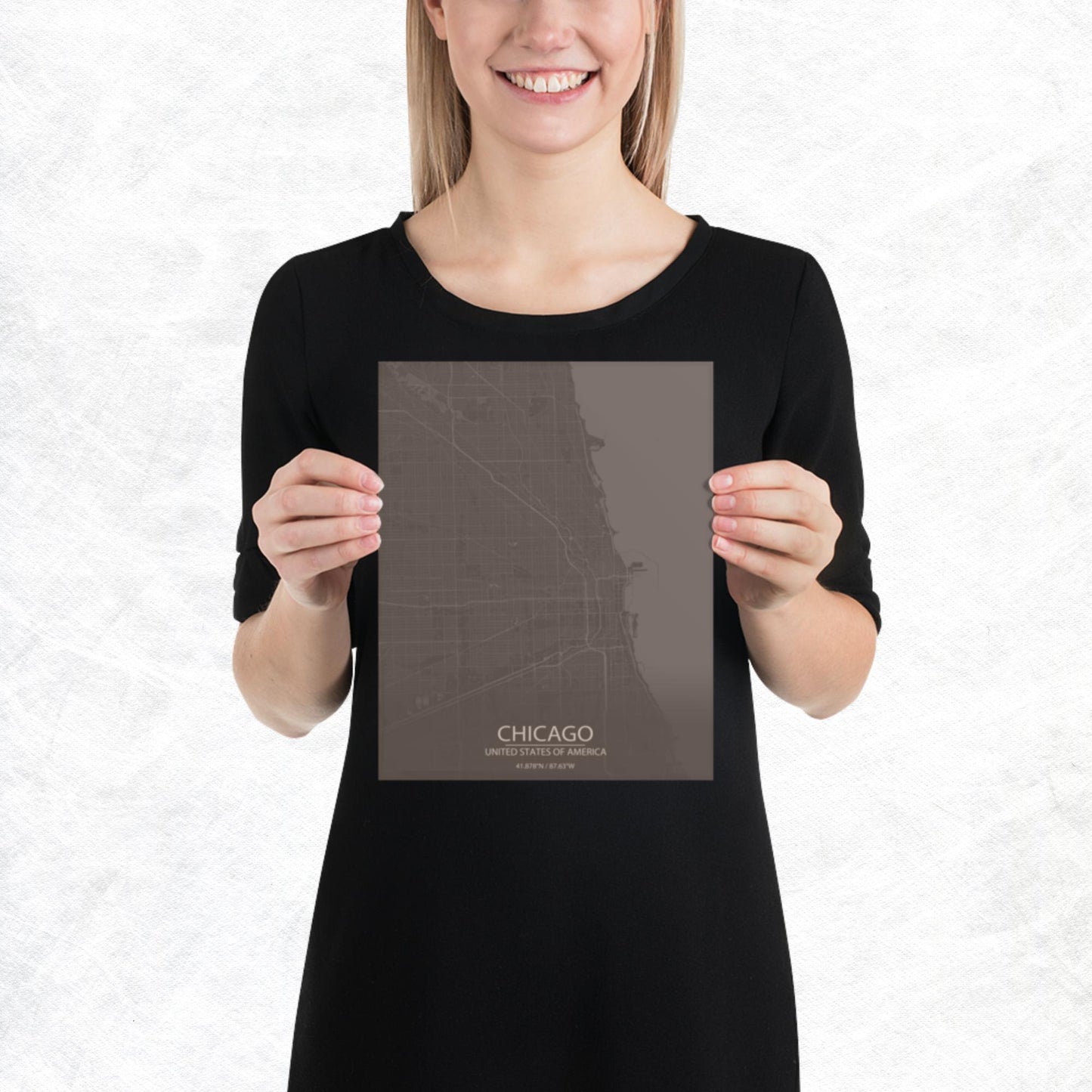 Chicago Brown and Grey Paper Map