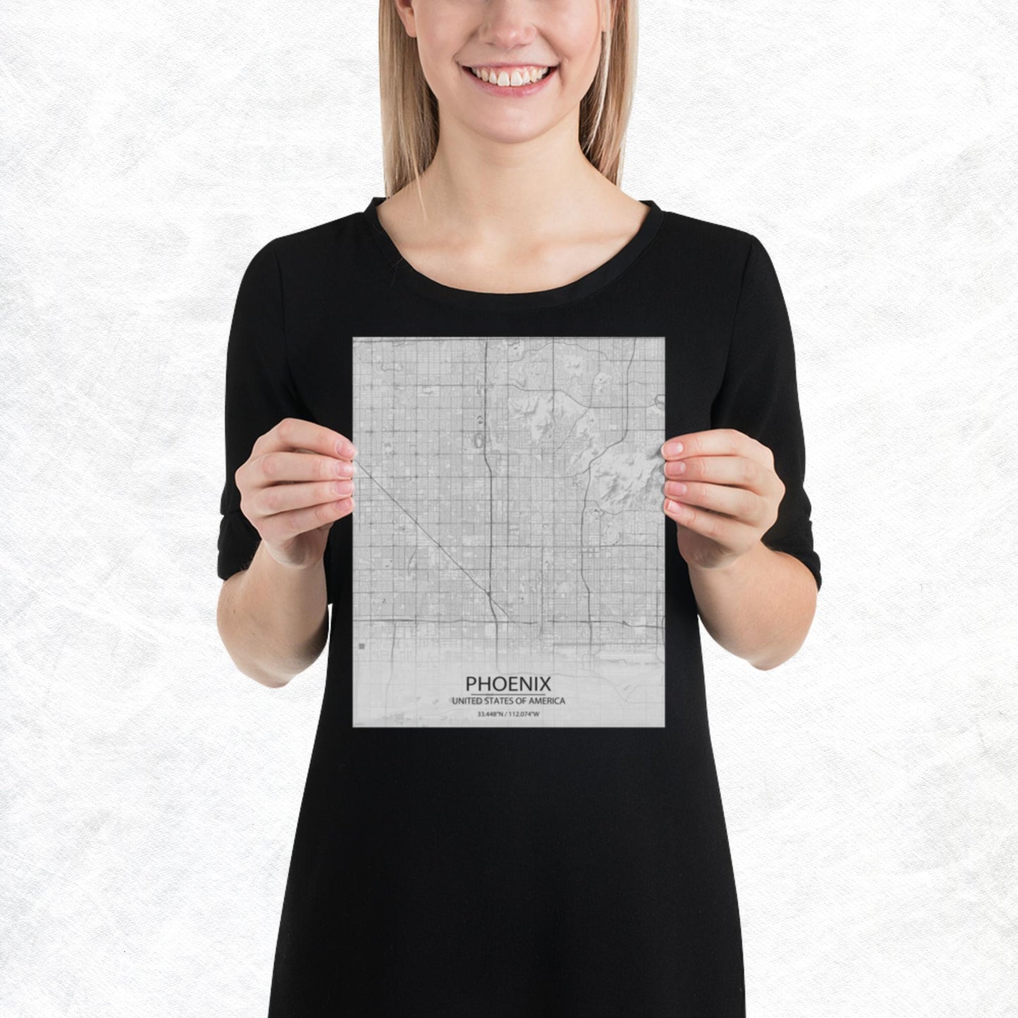Phoenix Light Grey Paper Map