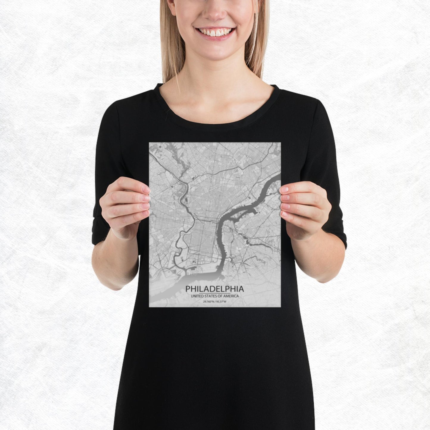 Philadelphia Light Grey Paper Map