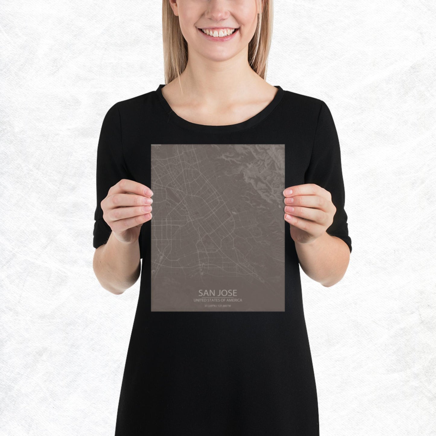 San Jose Brown and Grey Paper Map