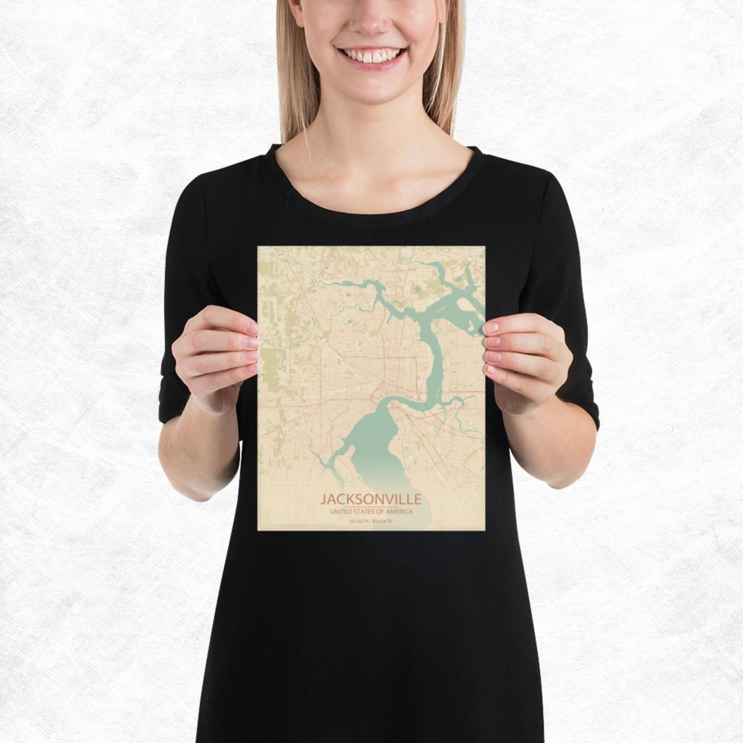 Jacksonville Vintage Style Paper Map