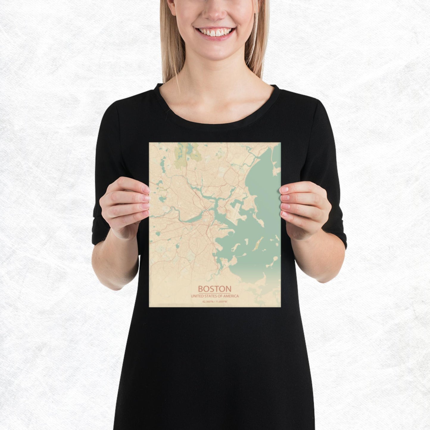 Boston Vintage Style Paper Map