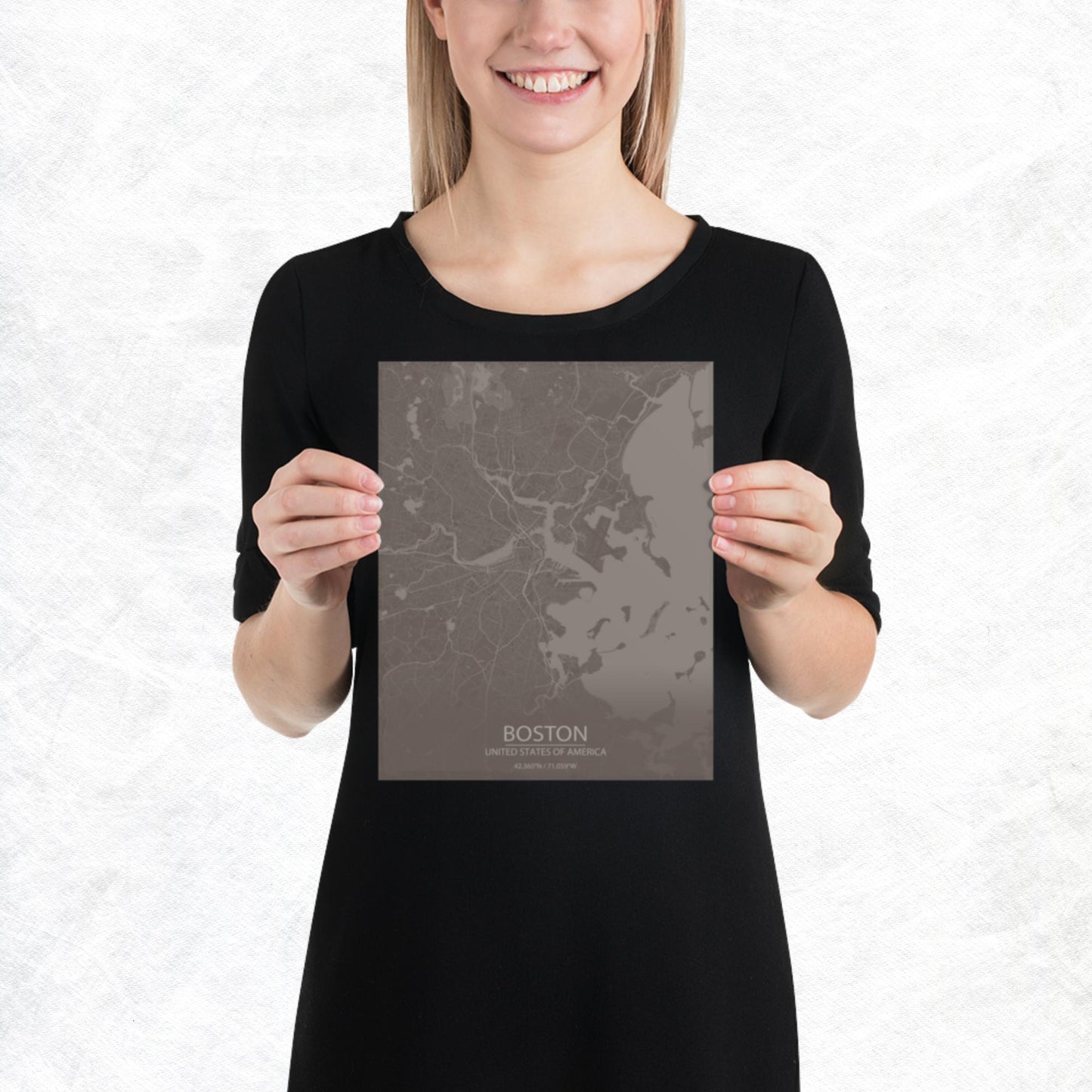 Boston Brown and Grey Paper Map