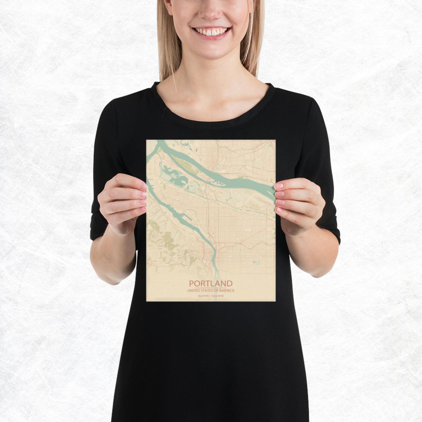 Portland Vintage Style Paper Map