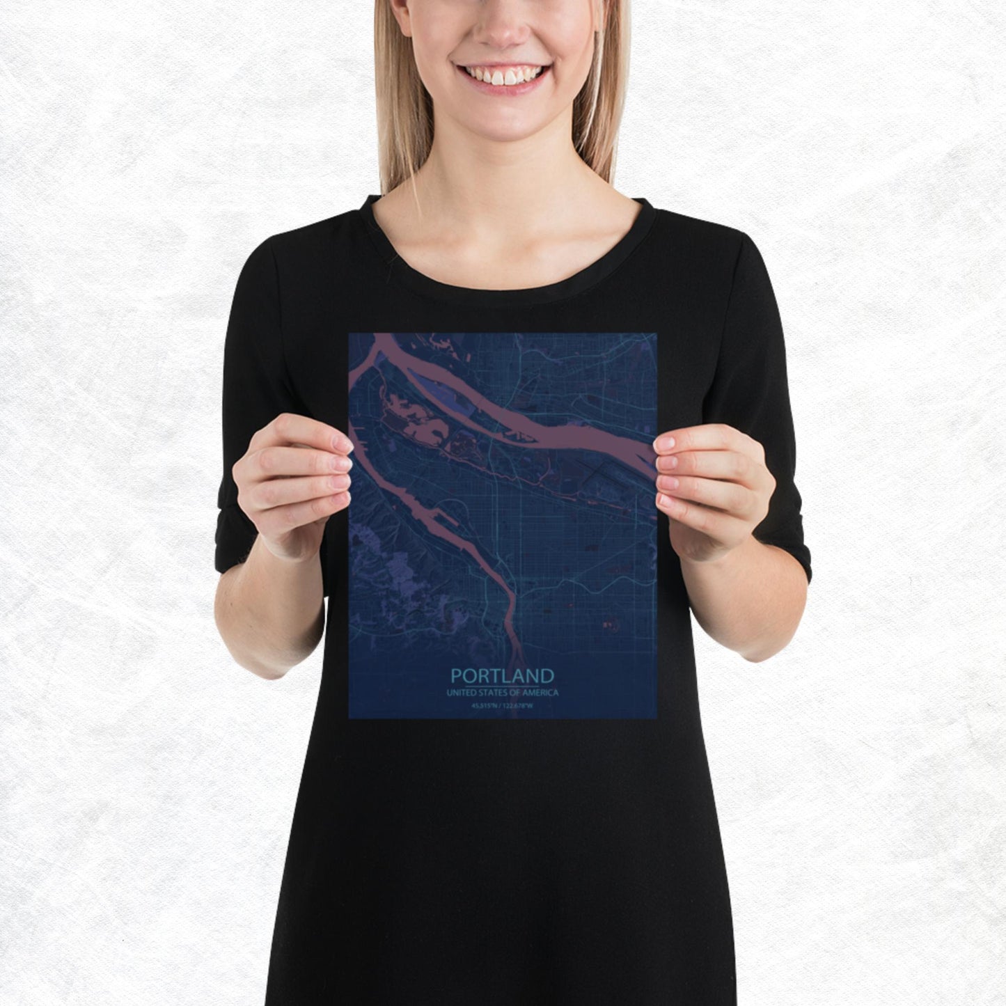 Portland Blue and Purple Paper Map