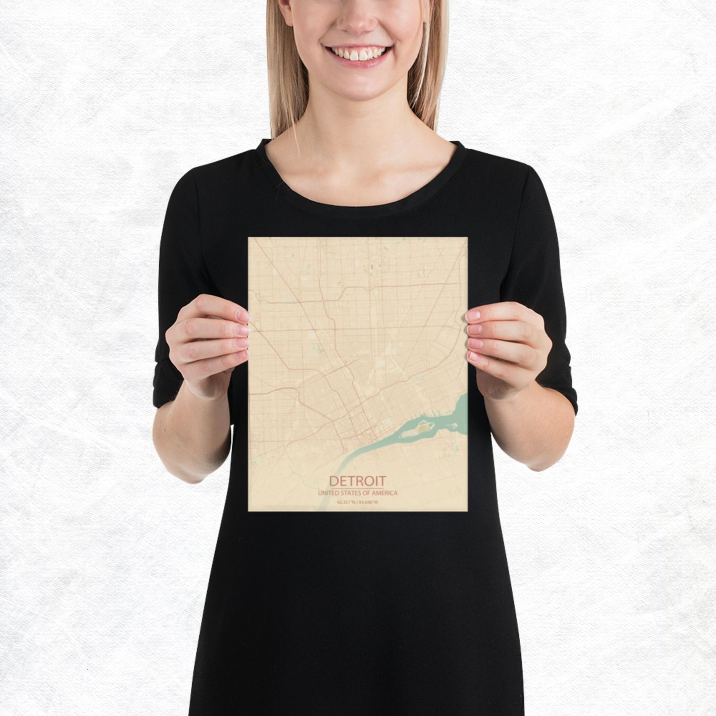 Detroit Vintage Style Paper Map